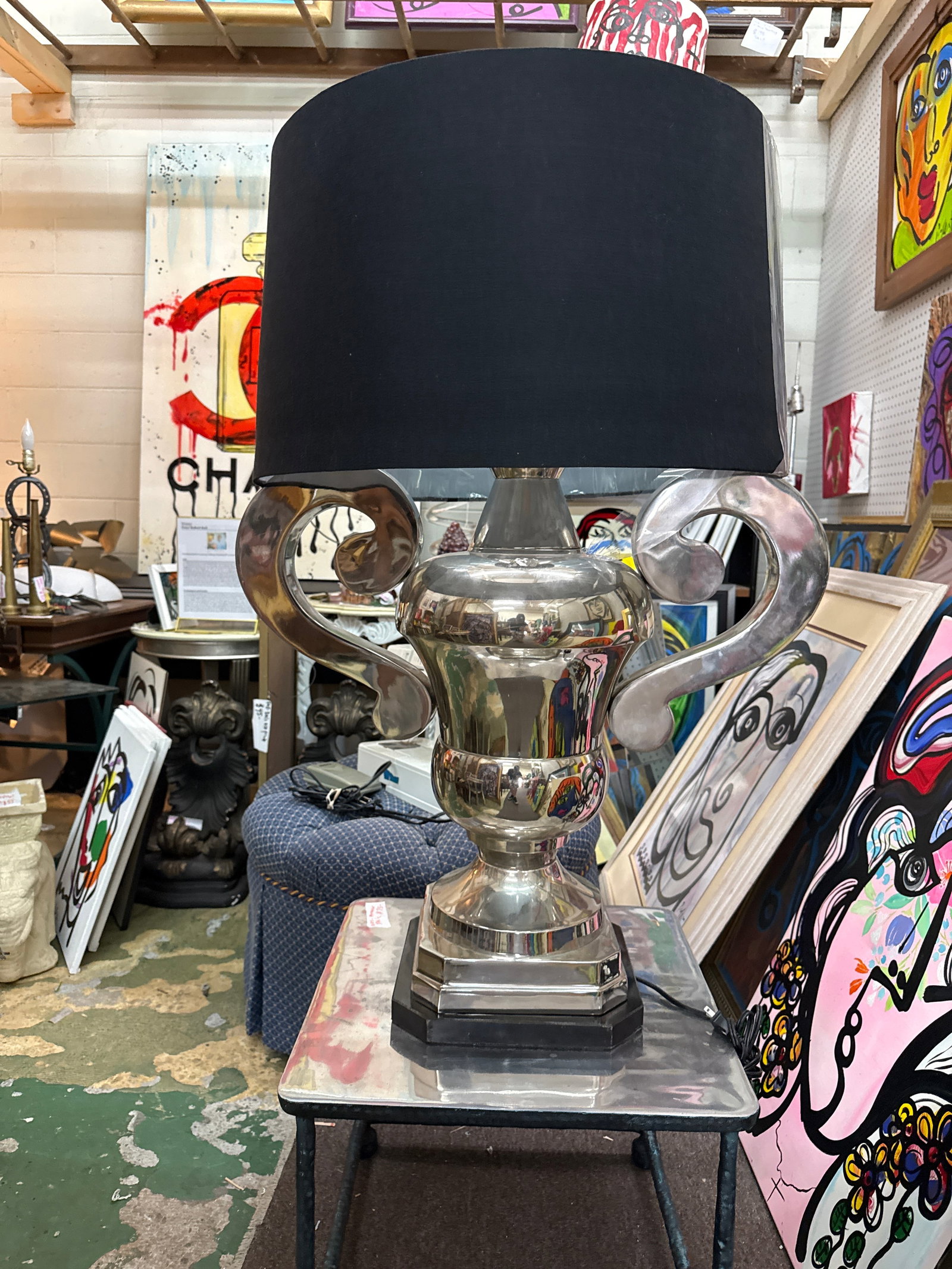 Large Scale Nickel Plated Sculptural Urn Lamp - 2