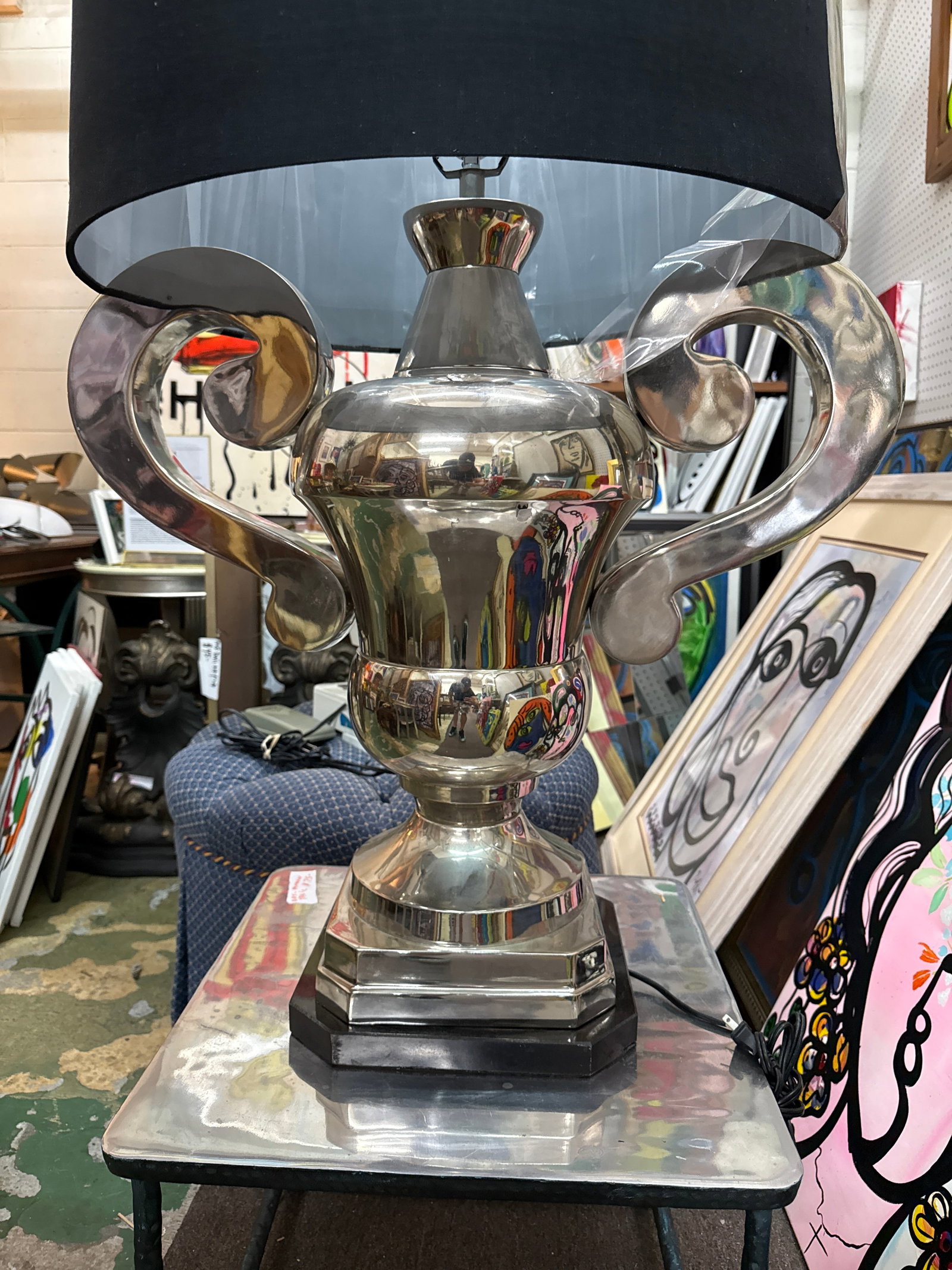 Large Scale Nickel Plated Sculptural Urn Lamp - 3