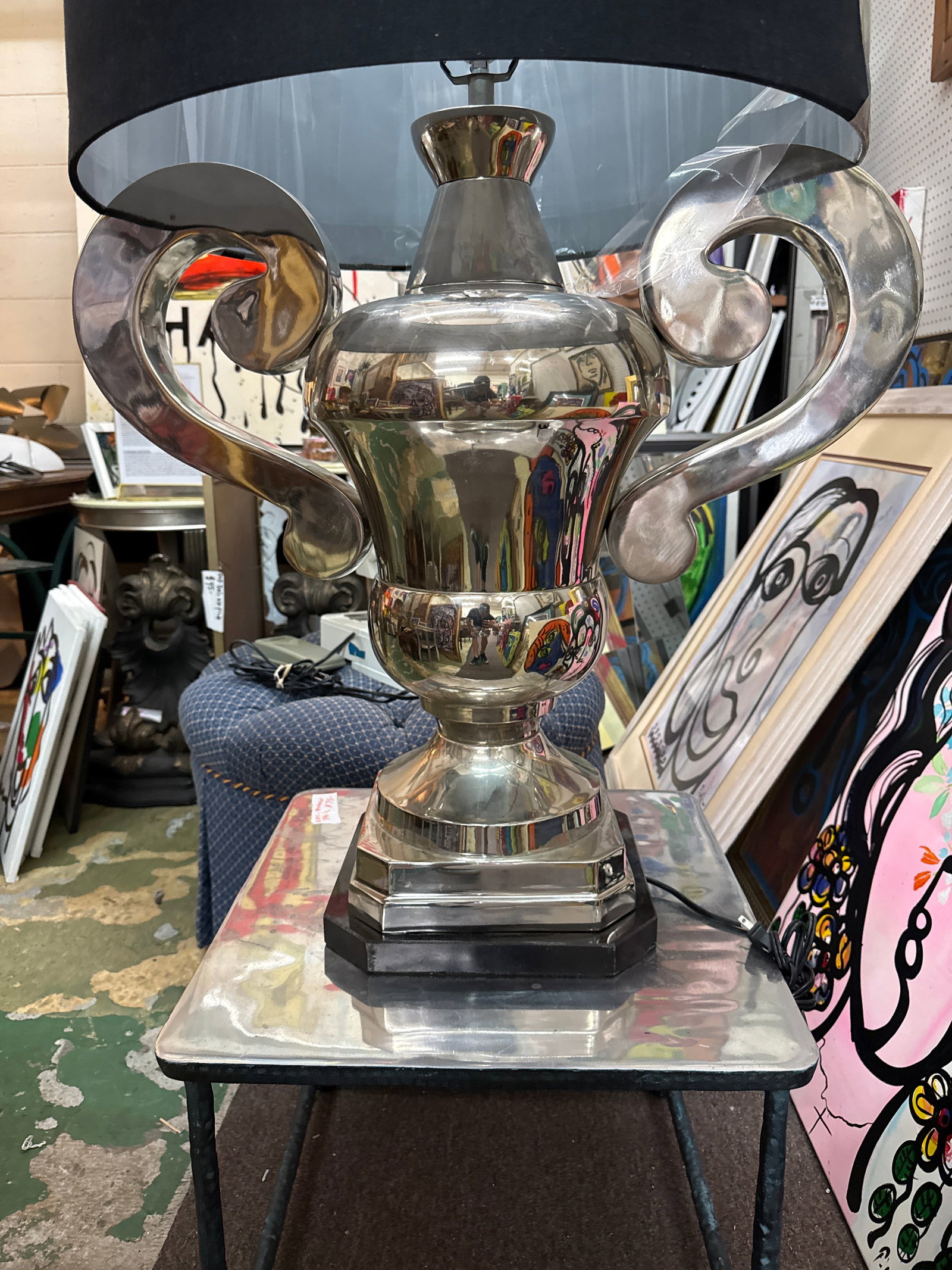 Large Scale Nickel Plated Sculptural Urn Lamp - 4