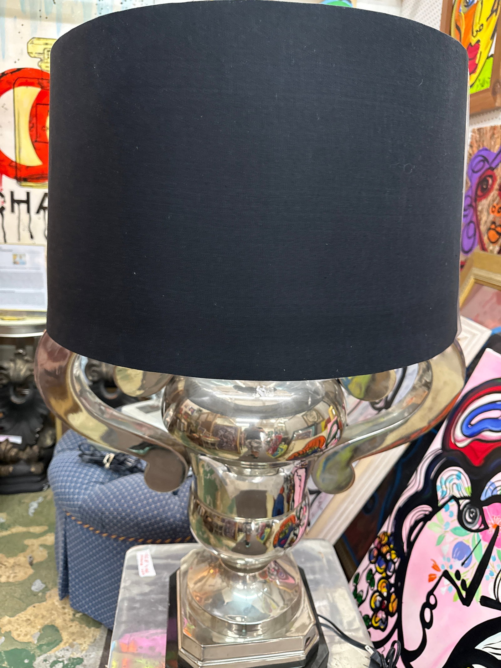 Large Scale Nickel Plated Sculptural Urn Lamp - 5