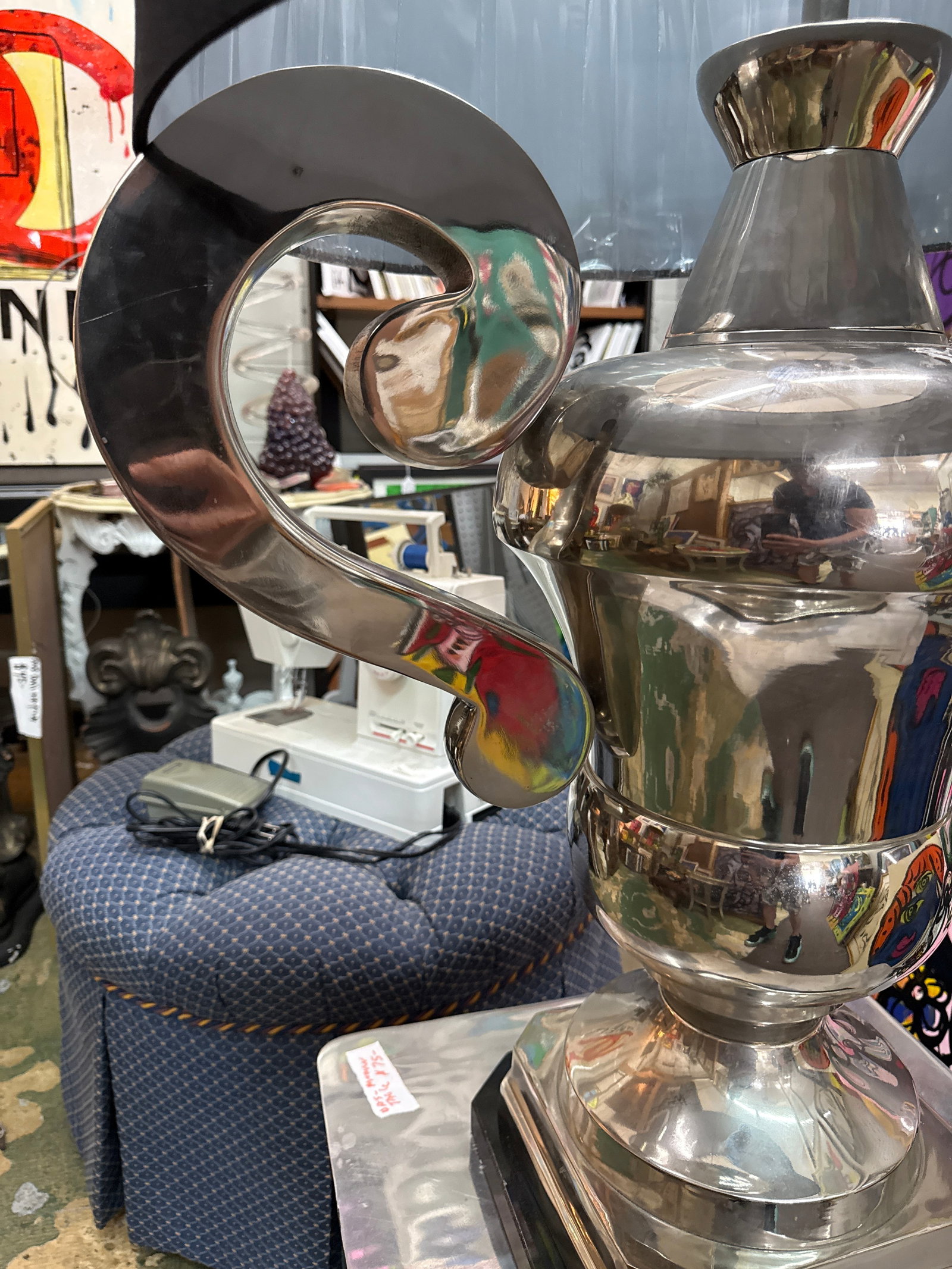 Large Scale Nickel Plated Sculptural Urn Lamp - 7