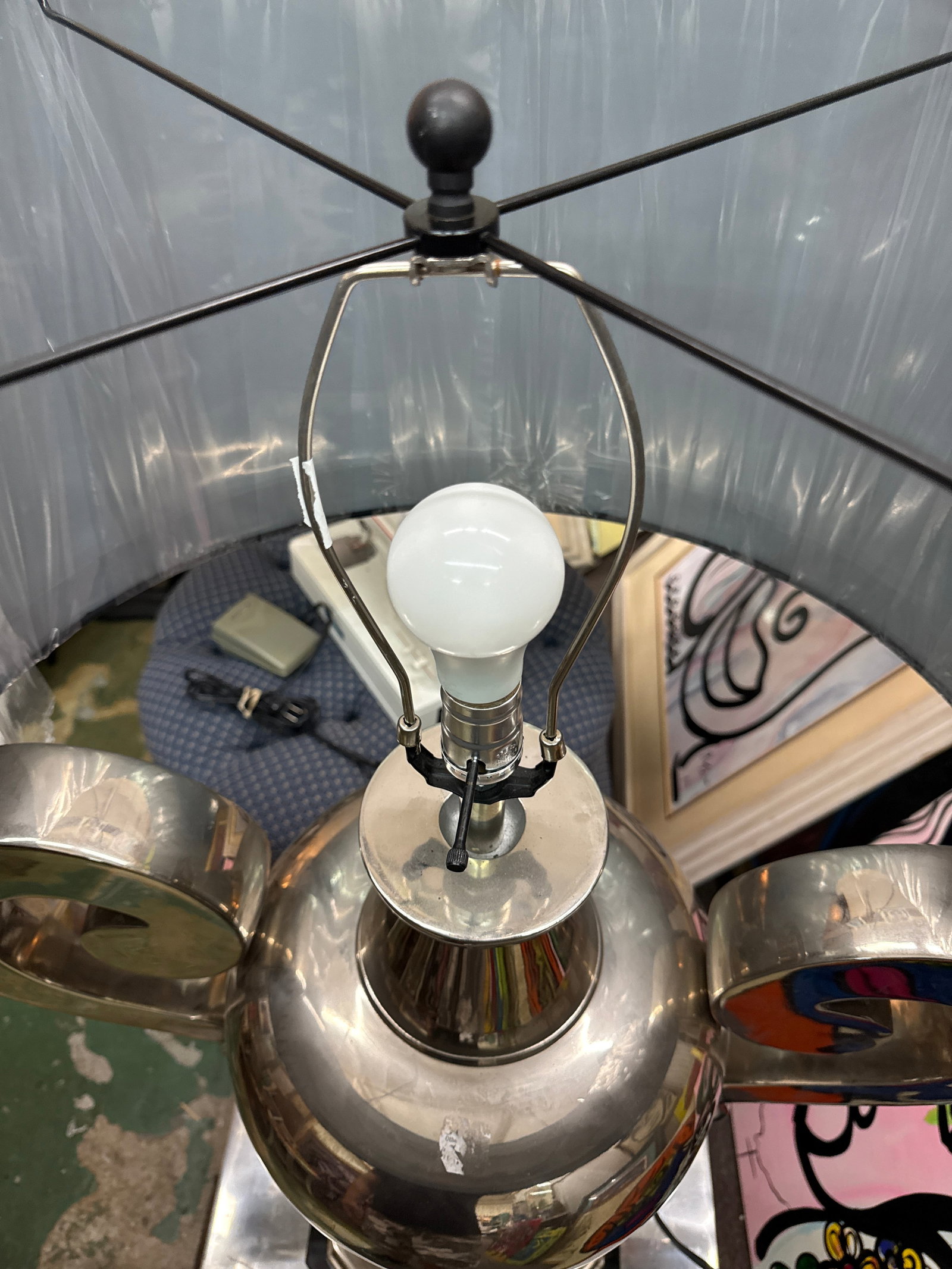 Large Scale Nickel Plated Sculptural Urn Lamp - 8