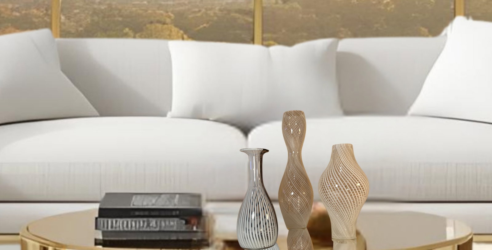 Murano Mezza Filigrana Art Glass White and White and Black Pin Stripe Swirl Vases- Set of 3 - 8