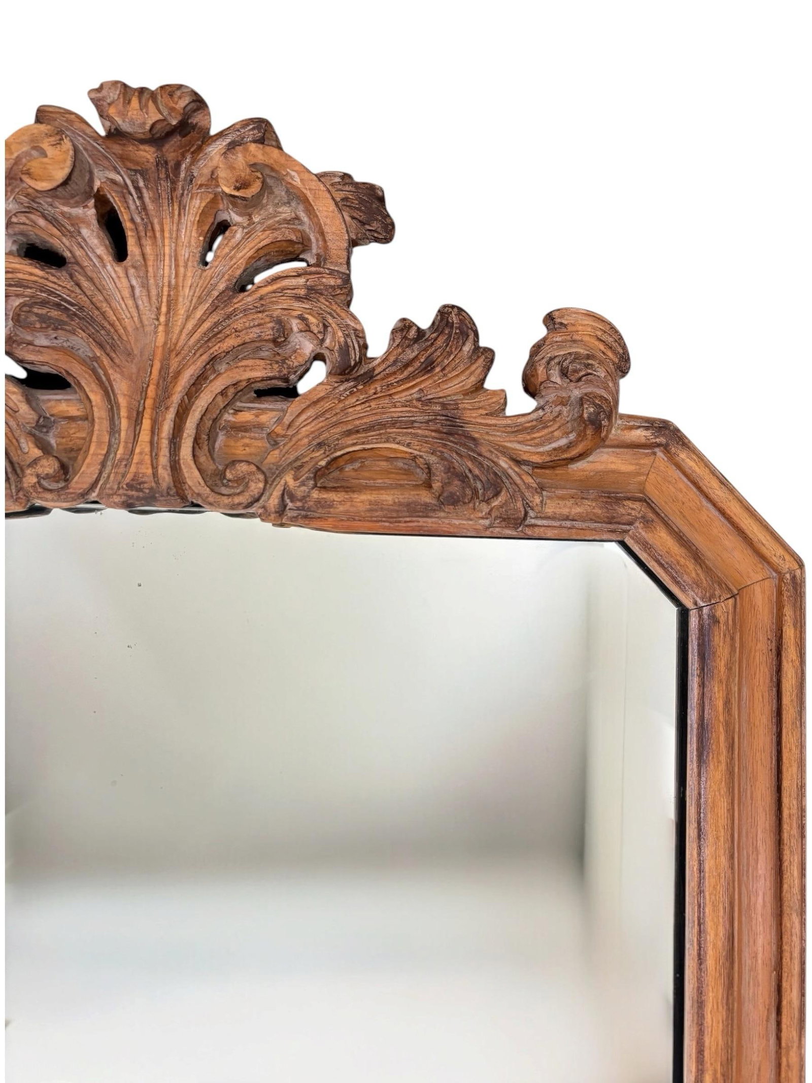 Antique Italian Hand-Carved Rococo Baroque Wall Mirror | Ornate Wood Louis XV Style - 11