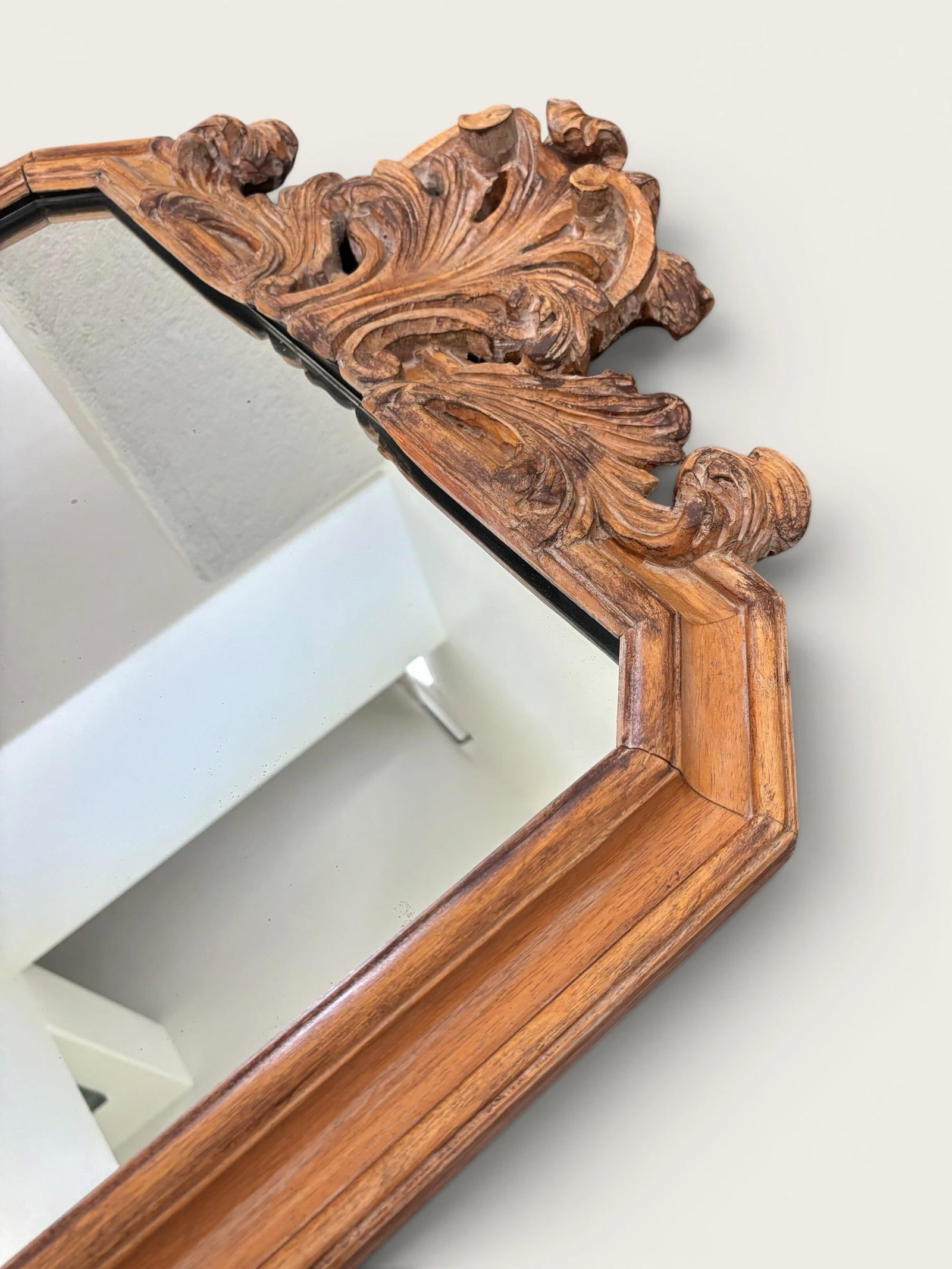 Antique Italian Hand-Carved Rococo Baroque Wall Mirror | Ornate Wood Louis XV Style - 5