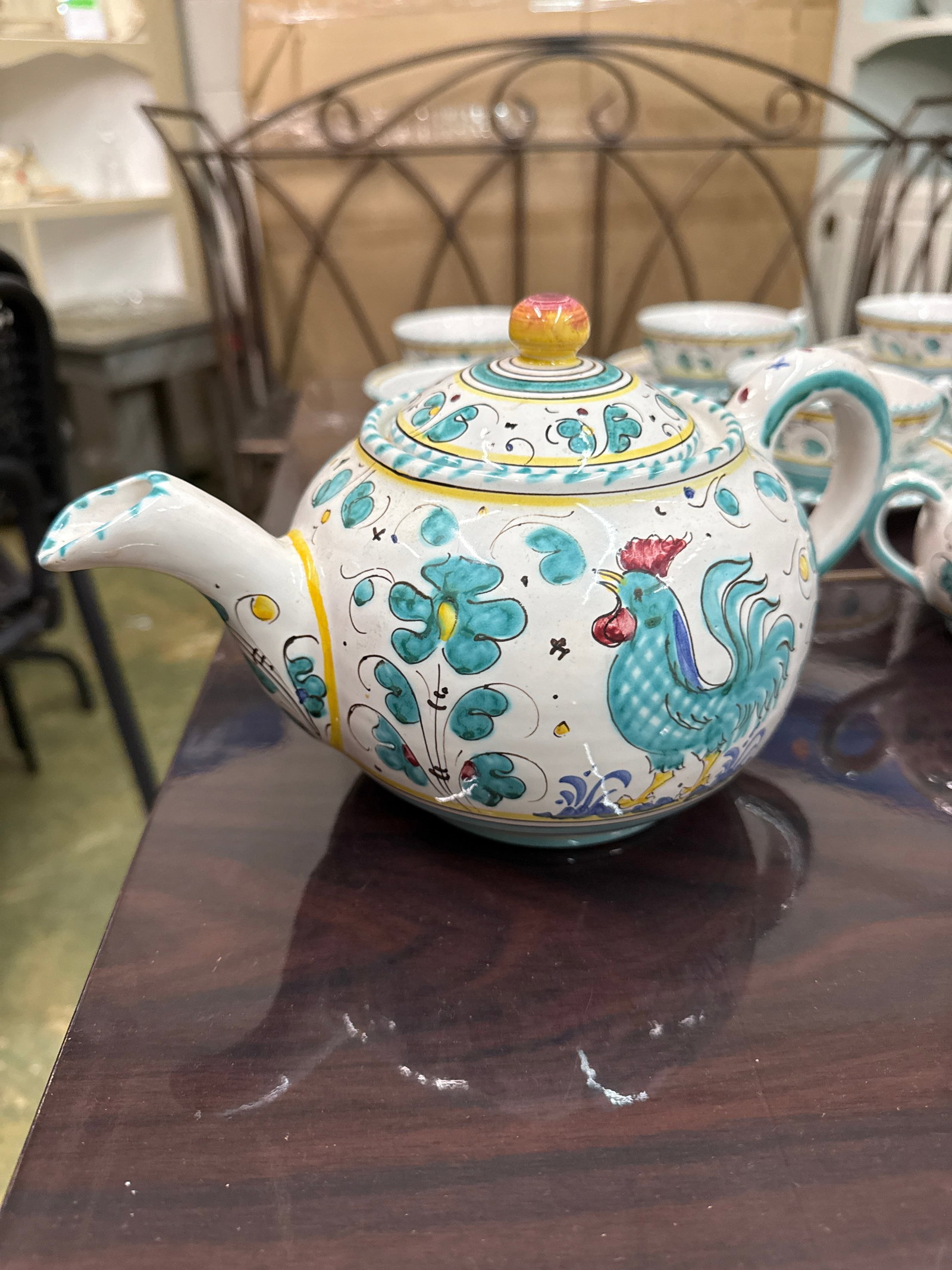 1960s Deruta Italy Rooster Tea Set Majolica Boho Pottery - 27 Pieces - 3