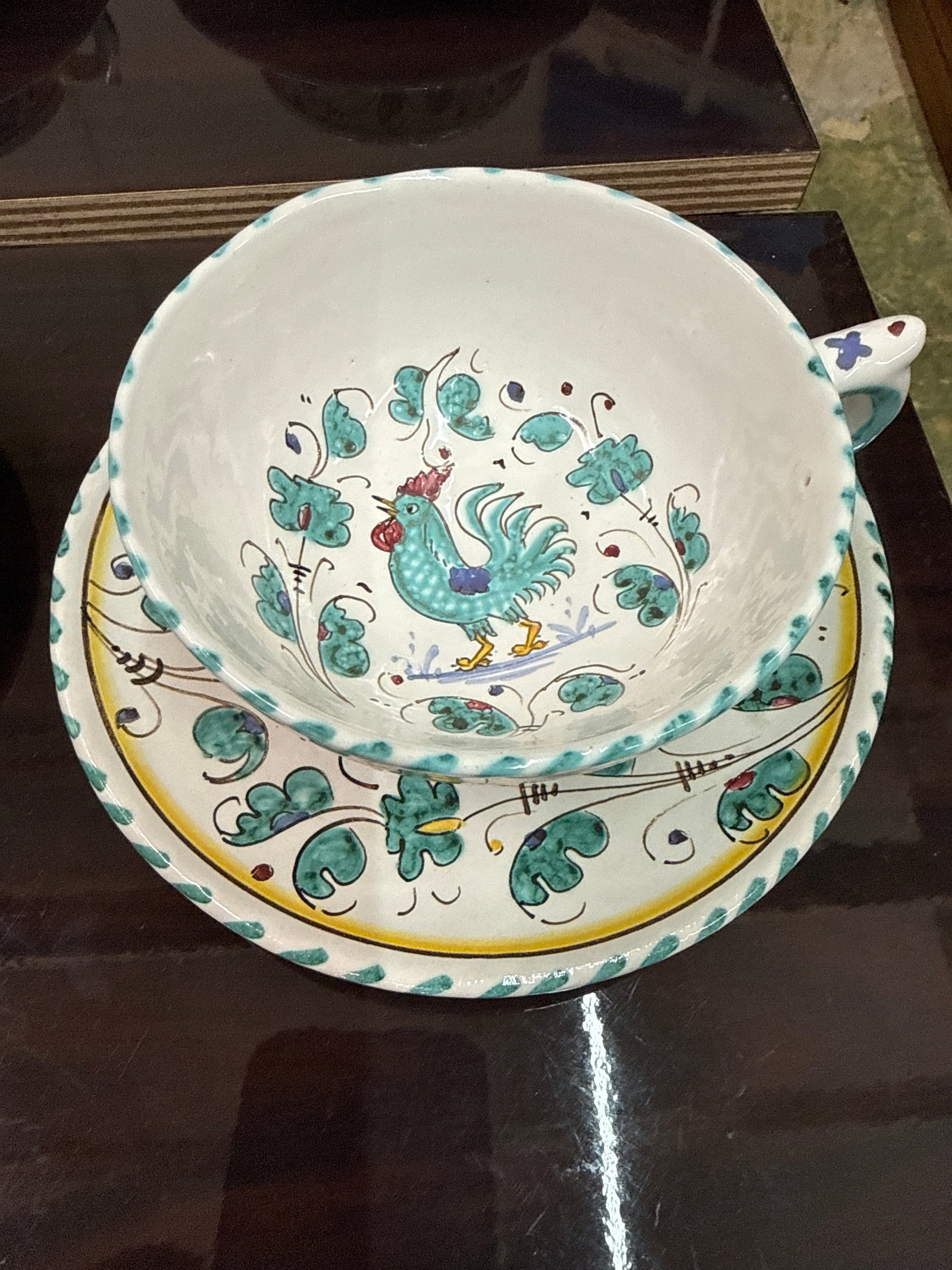 1960s Deruta Italy Rooster Tea Set Majolica Boho Pottery - 27 Pieces - 4