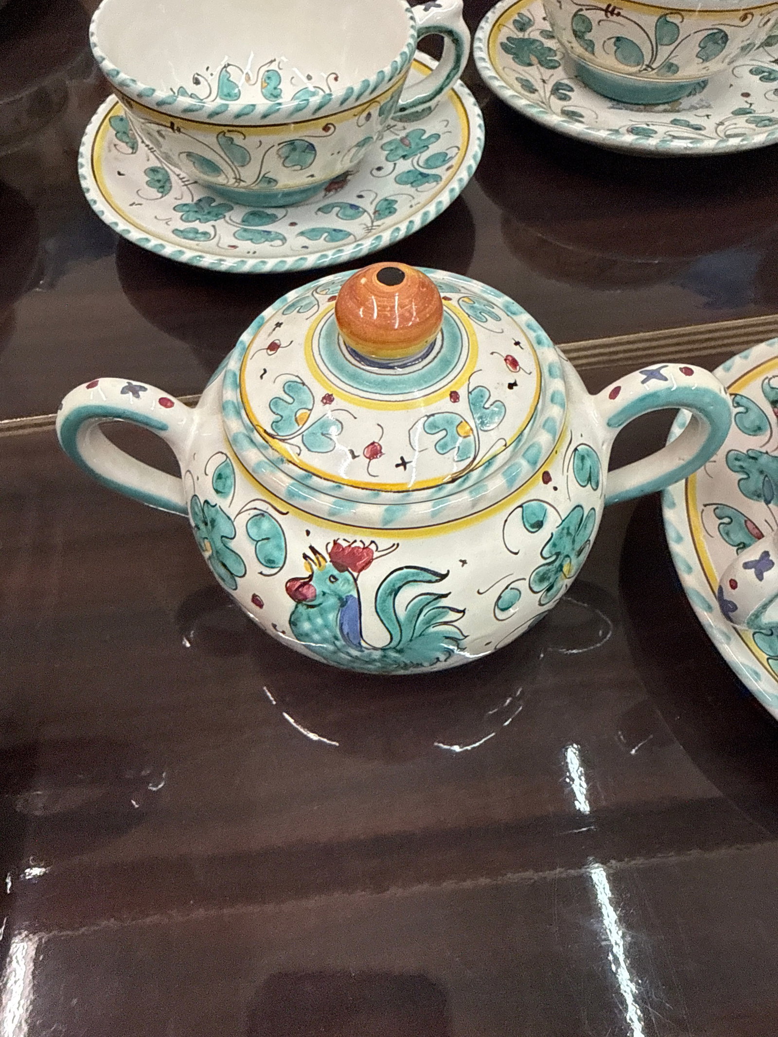 1960s Deruta Italy Rooster Tea Set Majolica Boho Pottery - 27 Pieces - 5
