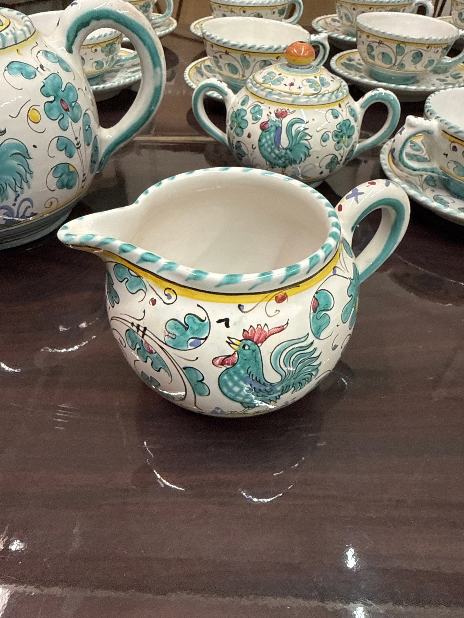 1960s Deruta Italy Rooster Tea Set Majolica Boho Pottery - 27 Pieces - 6