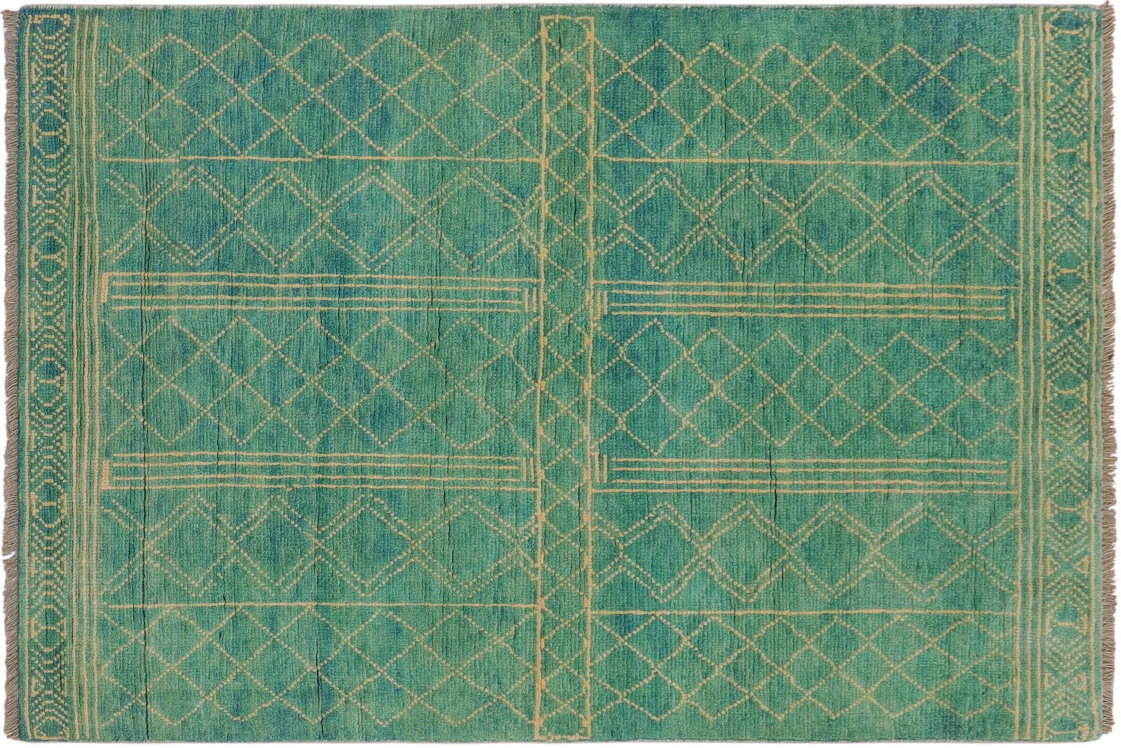 Boho Chic Balochi Blue/Beige Wool Rug - 3'3''x5'0'' - 10