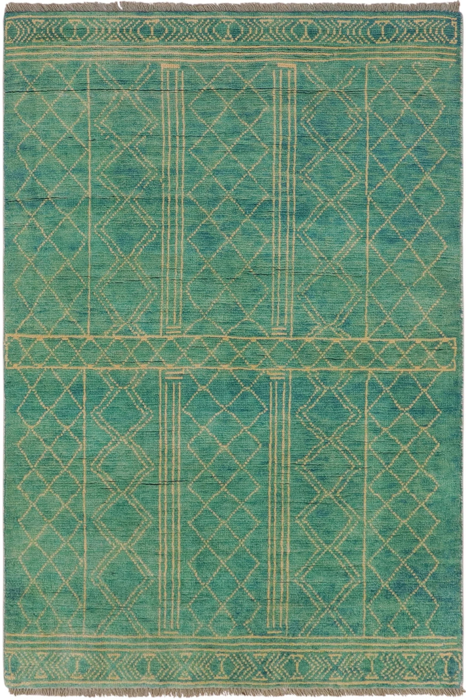 Boho Chic Balochi Blue/Beige Wool Rug - 3'3''x5'0'' - 11