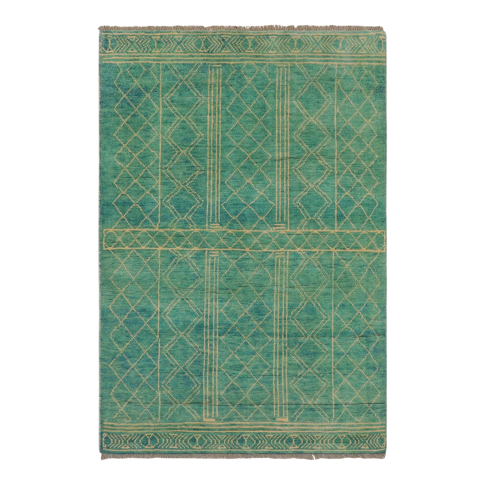 Boho Chic Balochi Blue/Beige Wool Rug - 3'3''x5'0'': This stunning hand-knotted Afghan Balouchi rug is a captivating addition to any decor. Crafted by skilled artisans, it showcases exquisite colors and intricate designs. With a blend of traditional,