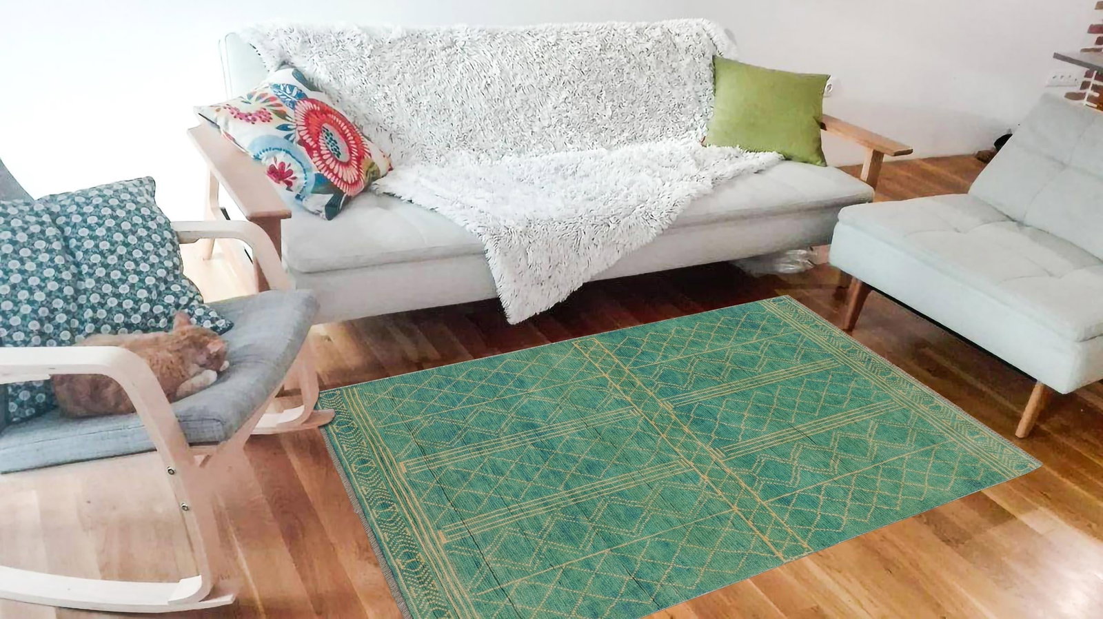 Boho Chic Balochi Blue/Beige Wool Rug - 3'3''x5'0'' - 2