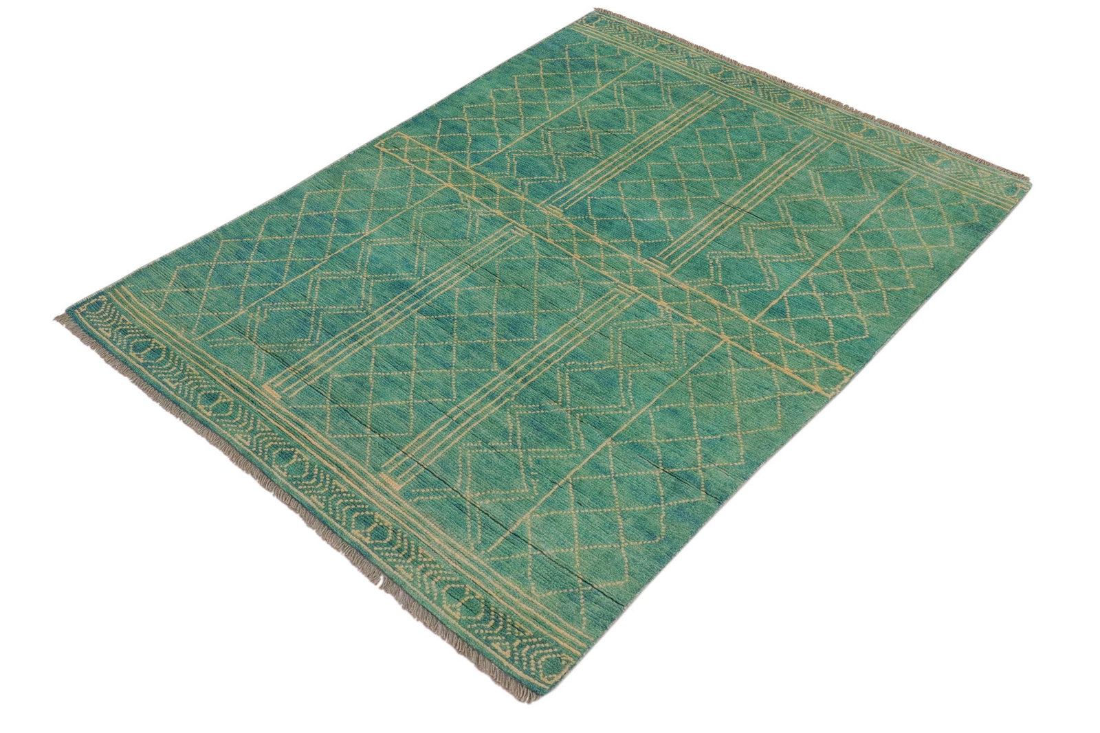 Boho Chic Balochi Blue/Beige Wool Rug - 3'3''x5'0'' - 3