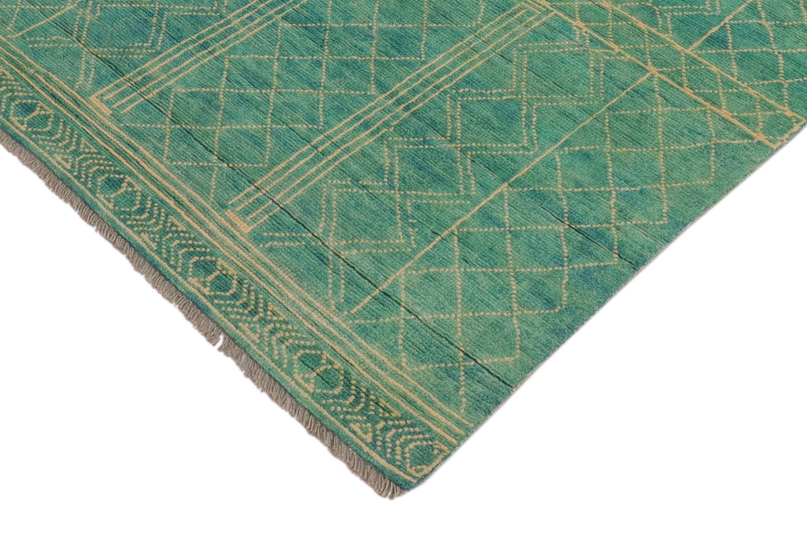 Boho Chic Balochi Blue/Beige Wool Rug - 3'3''x5'0'' - 4
