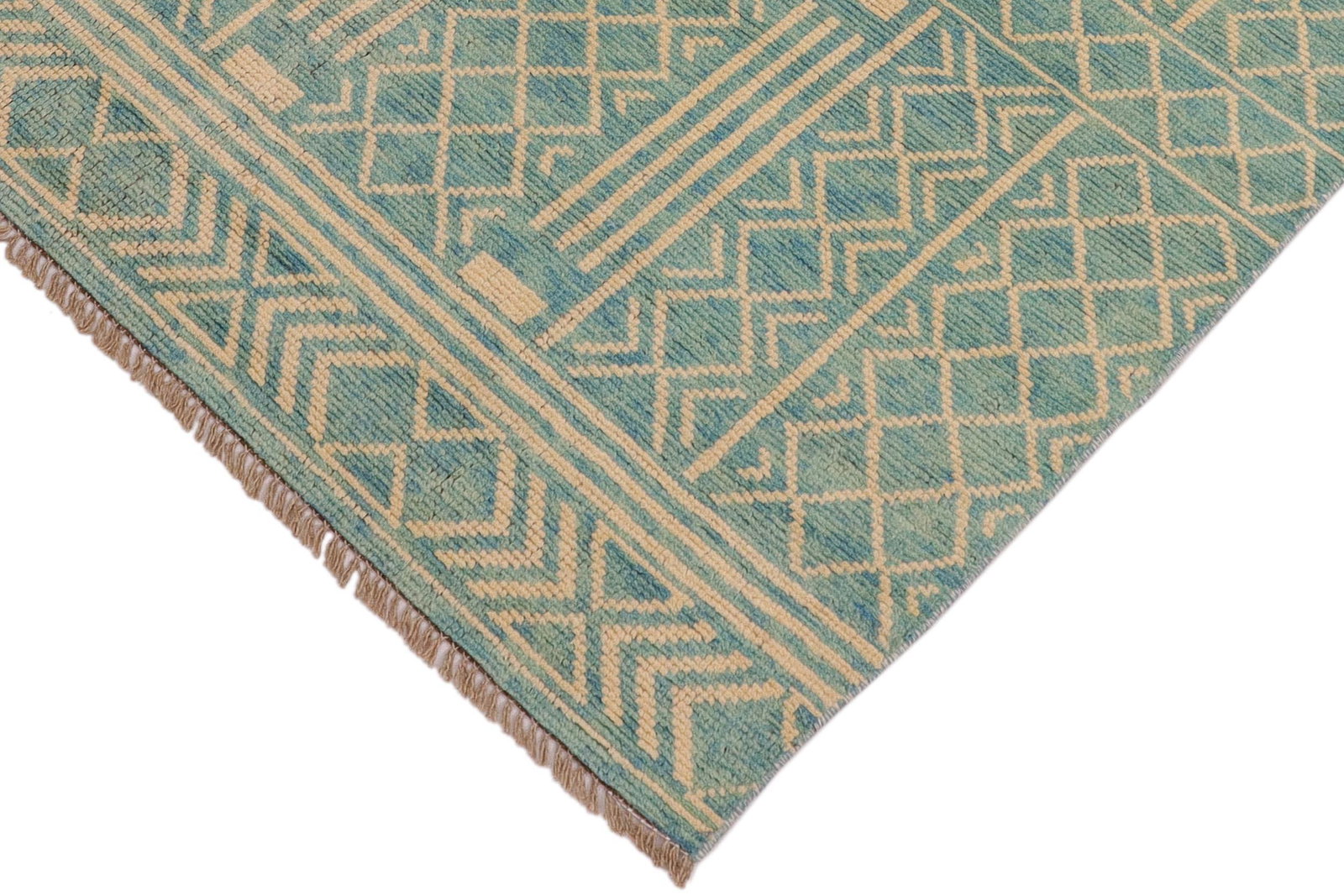 Shabby Chic Balochi Blue/Beige Wool Rug - 3'2''x5'1'' - 4