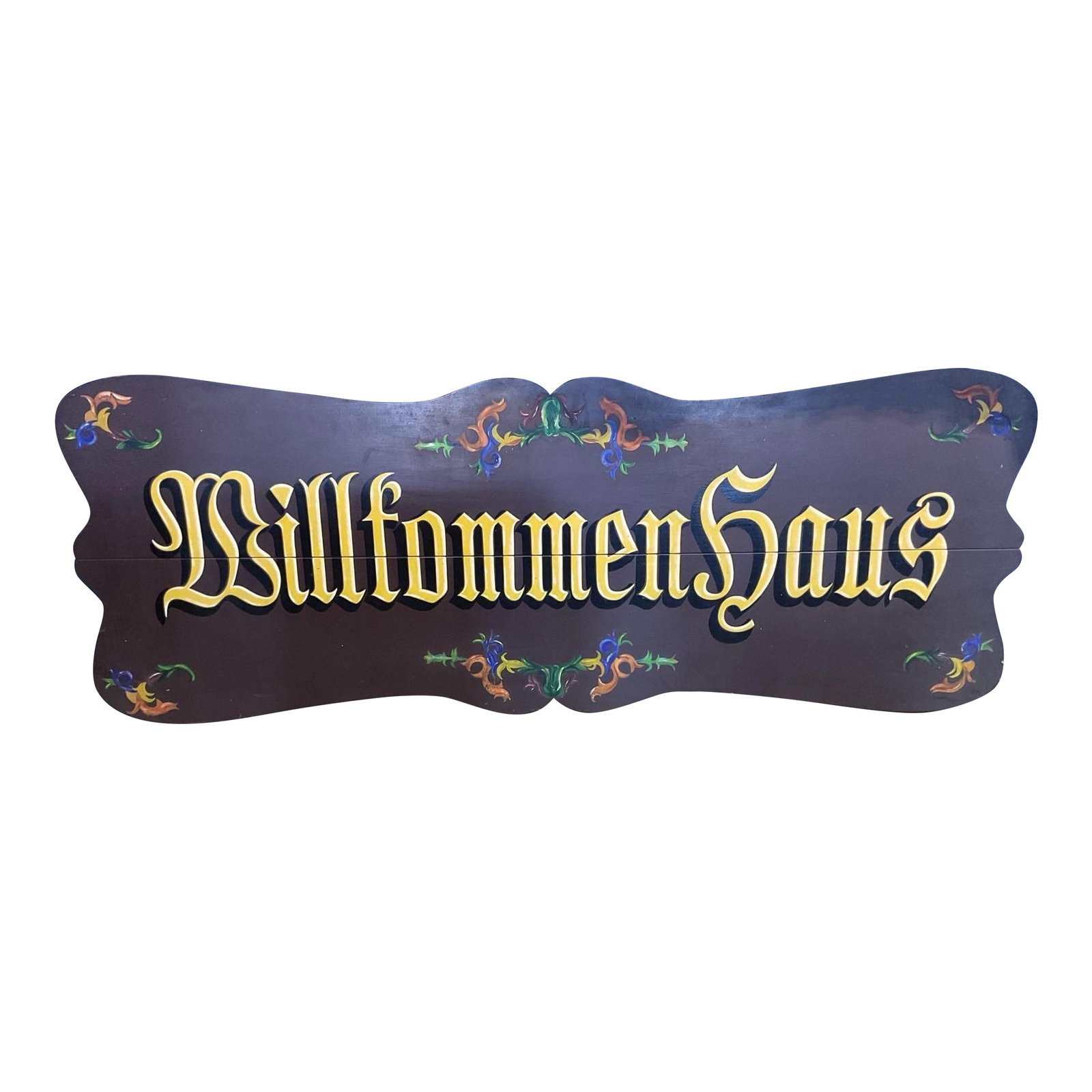 Vintage Statement German Willkommenhaus Hand Painted Wooden Folk Art Sign (1 of 4)