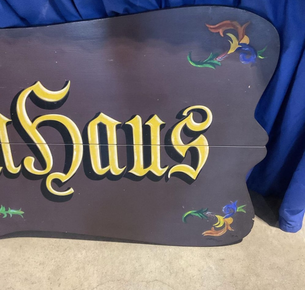 Vintage Statement German Willkommenhaus Hand Painted Wooden Folk Art Sign - 3