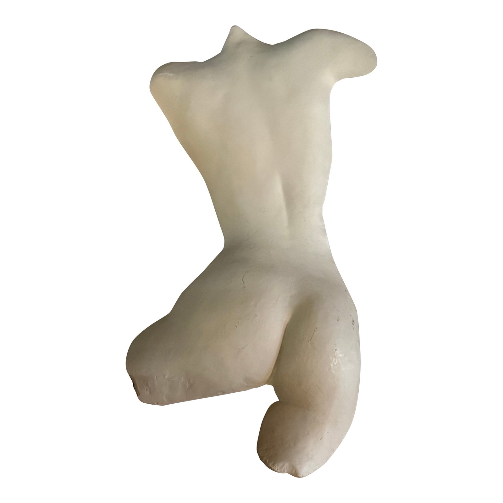 Mid 20th Century Classical Greek/Roman Female Backside Torso Half-Shell Relief Sculpture: This captivating early 21st century fiberglass half-shell sculpture features a beautifully contoured, classical Greek/Roman female torso backside rendered in a sleek, relief, hollw-back format. It