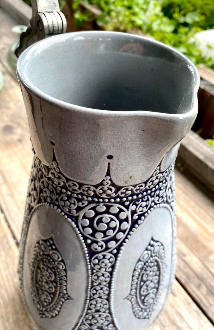 Wick-Werke German Jugendstil Salt-Glazed Stoneware 21/2-Liter Lidded Pitcher, C. 1920s - 12