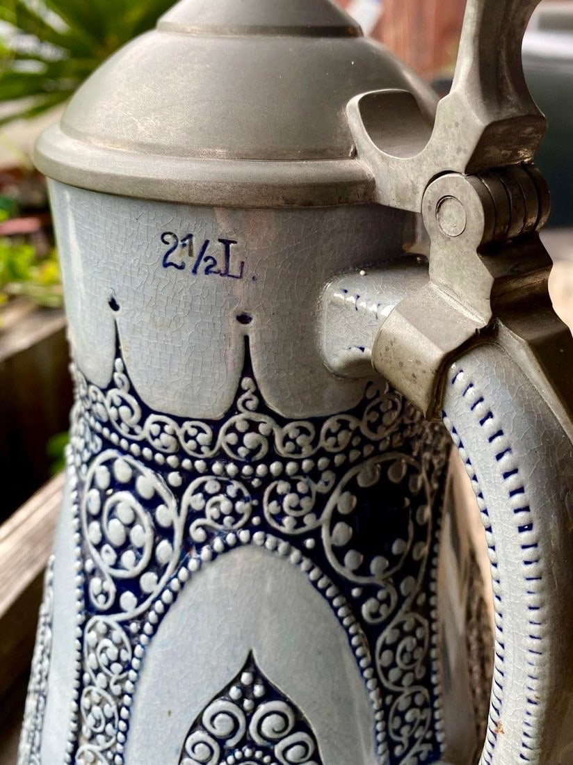Wick-Werke German Jugendstil Salt-Glazed Stoneware 21/2-Liter Lidded Pitcher, C. 1920s - 7