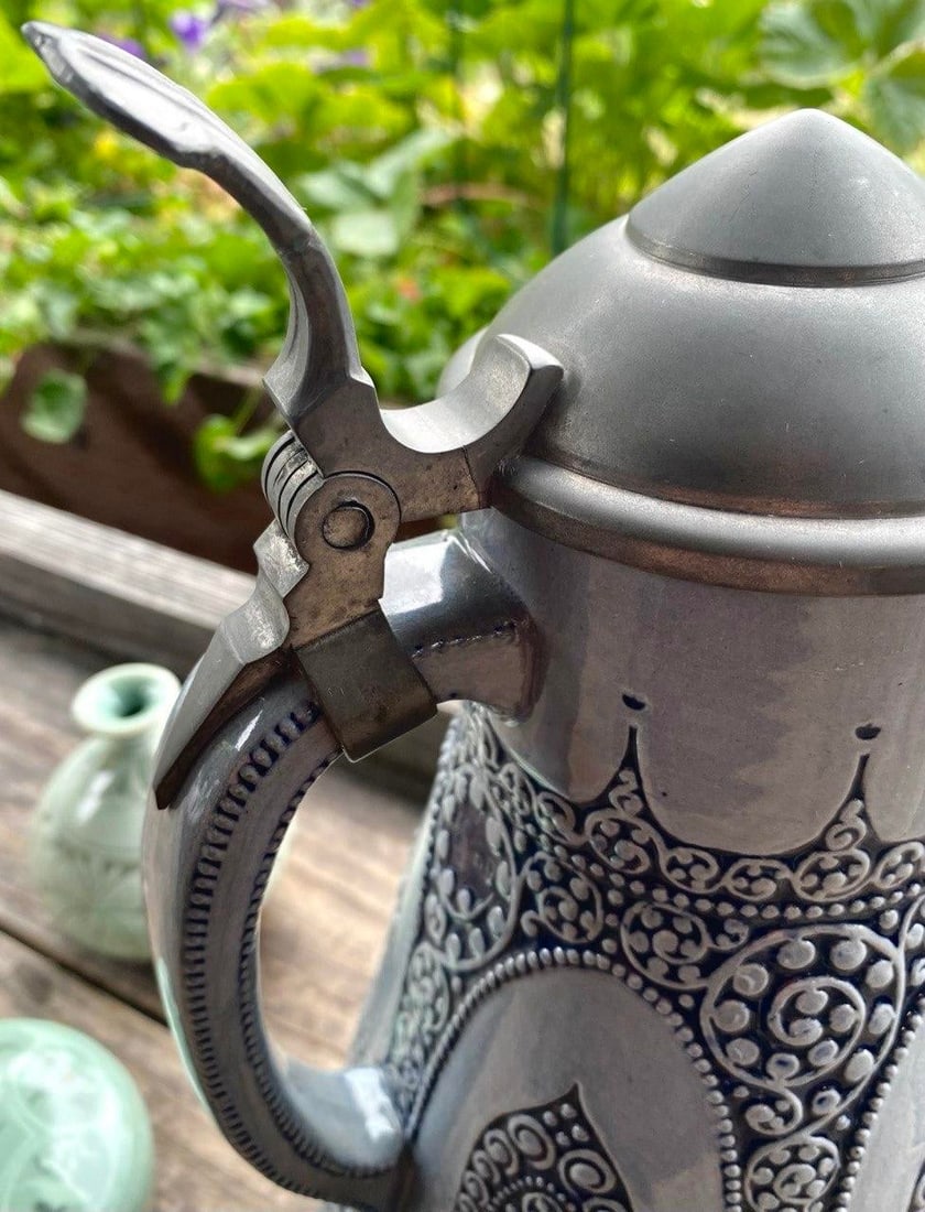 Wick-Werke German Jugendstil Salt-Glazed Stoneware 21/2-Liter Lidded Pitcher, C. 1920s - 9