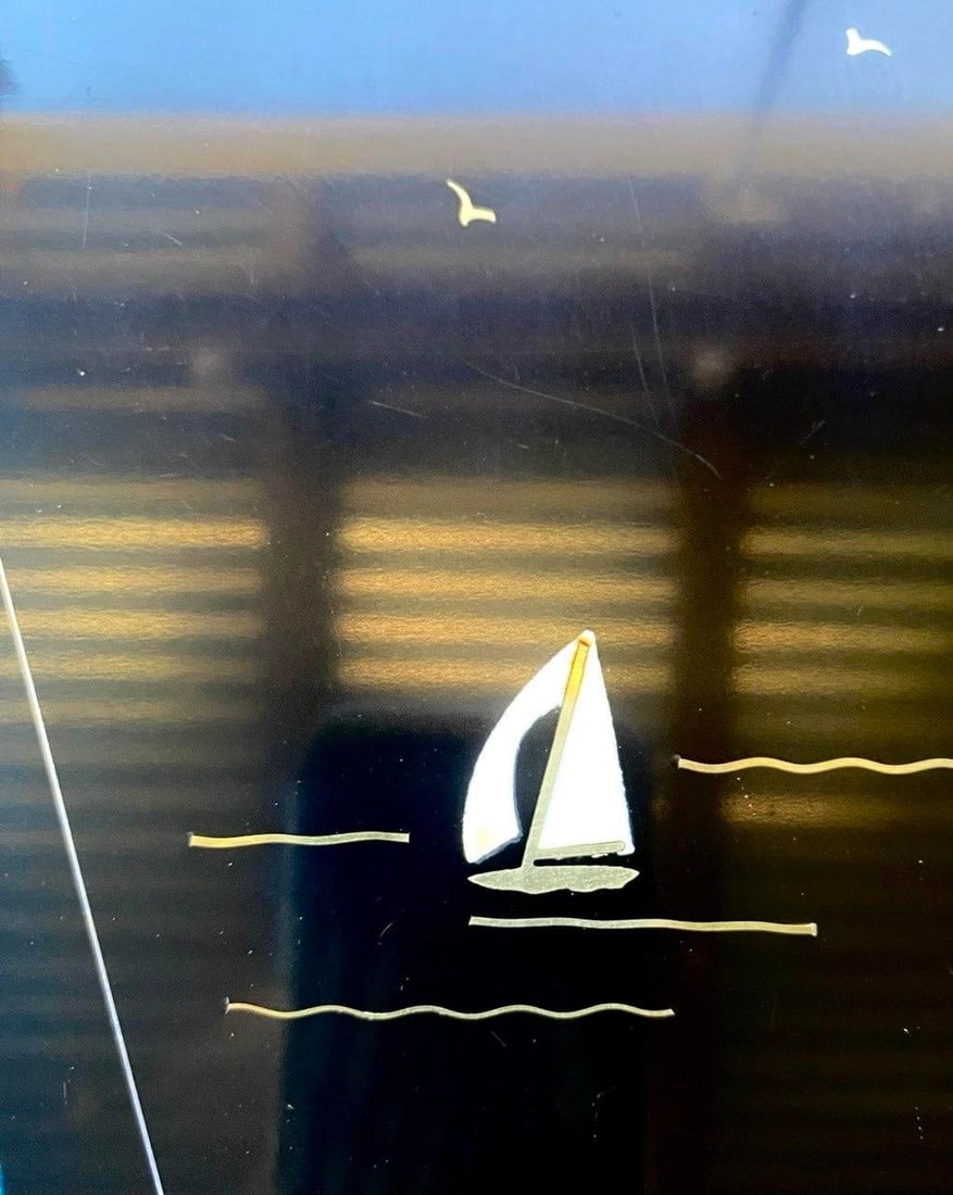 Rare Vintage Couroc of Monterey "Blueprints Under Sail Ii" Mid-Century Modern Nautical Cocktail Tray - 5