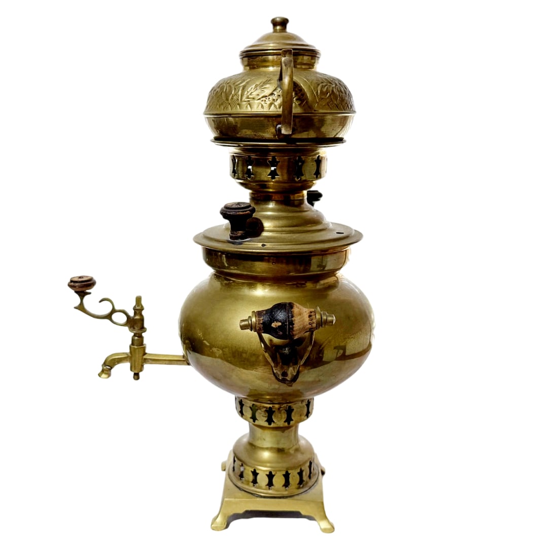 Late 19th Century Brass Samovar Set W/Teapot - 2