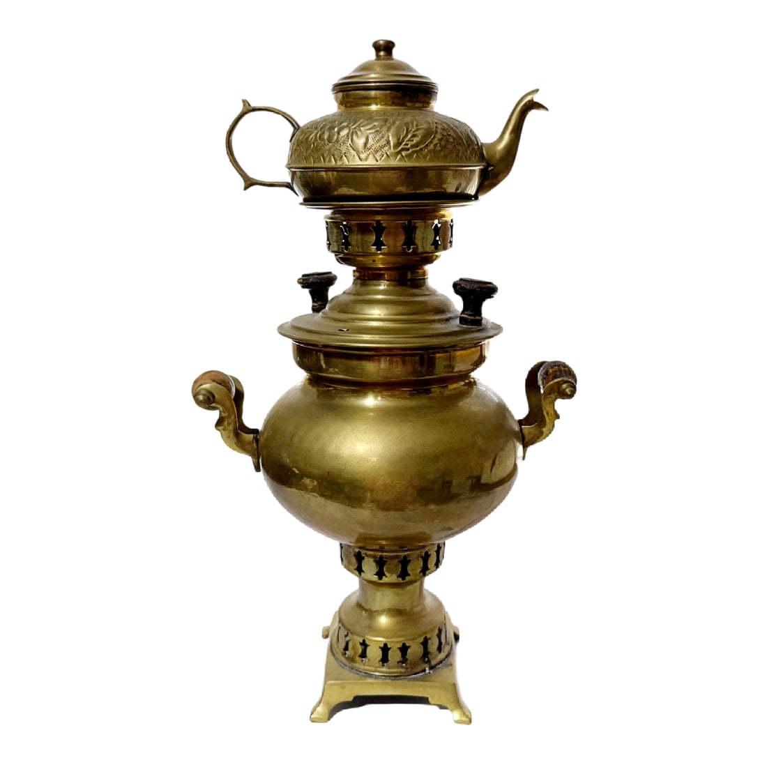 Late 19th Century Brass Samovar Set W/Teapot - 3