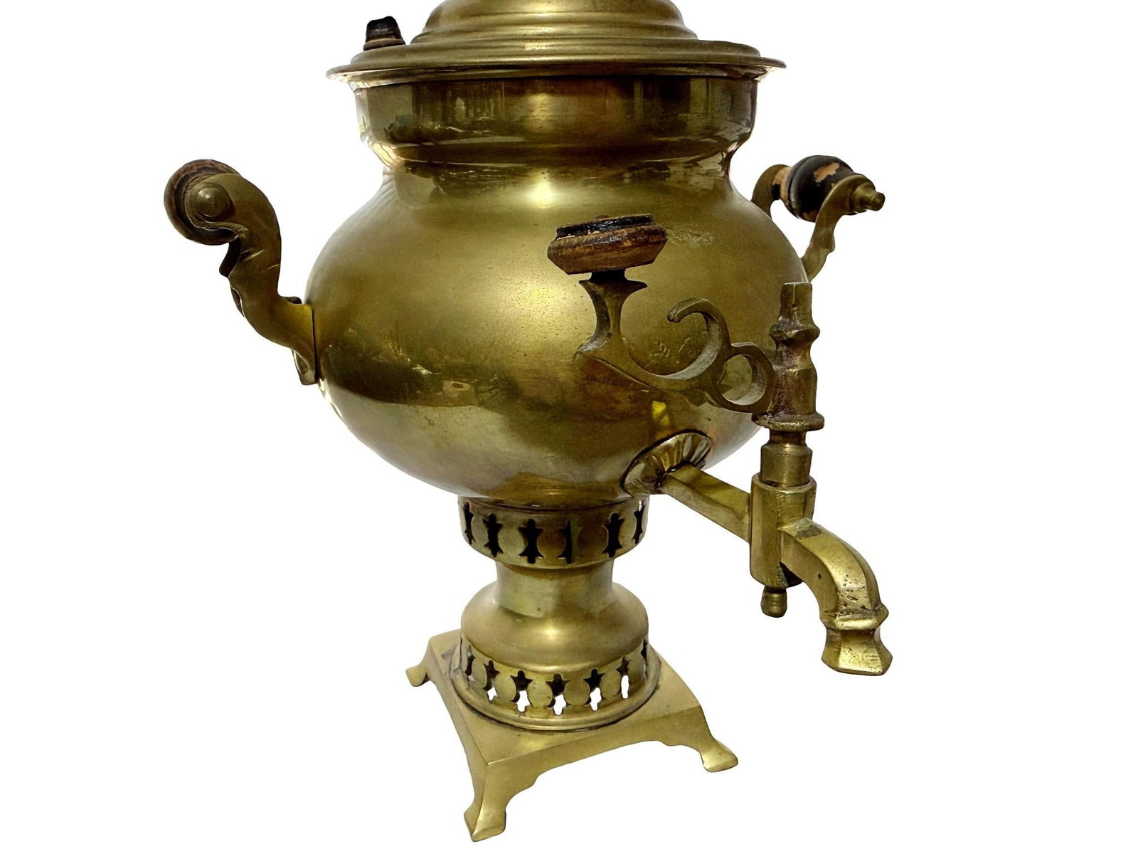 Late 19th Century Brass Samovar Set W/Teapot - 4