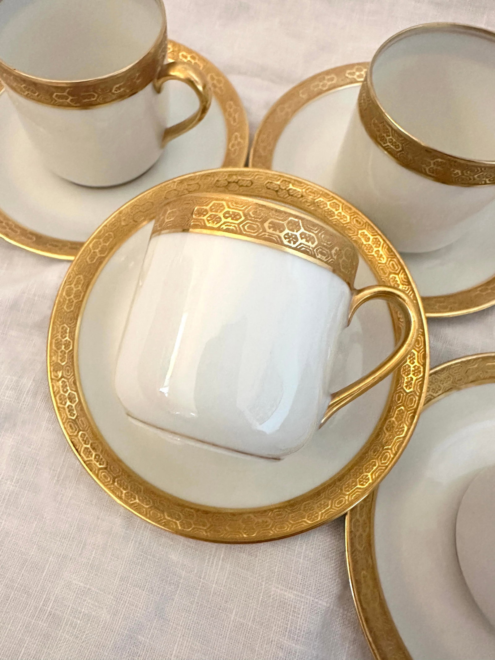 Vintage C.Ahrenfeldt Limoges 24kt Gold Rim Set of 5 Demitasse Cup/Saucer Set - 10 pcs - 2
