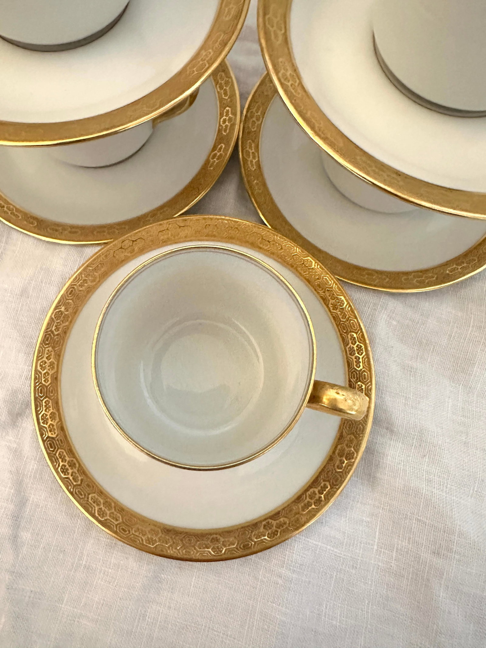 Vintage C.Ahrenfeldt Limoges 24kt Gold Rim Set of 5 Demitasse Cup/Saucer Set - 10 pcs - 3