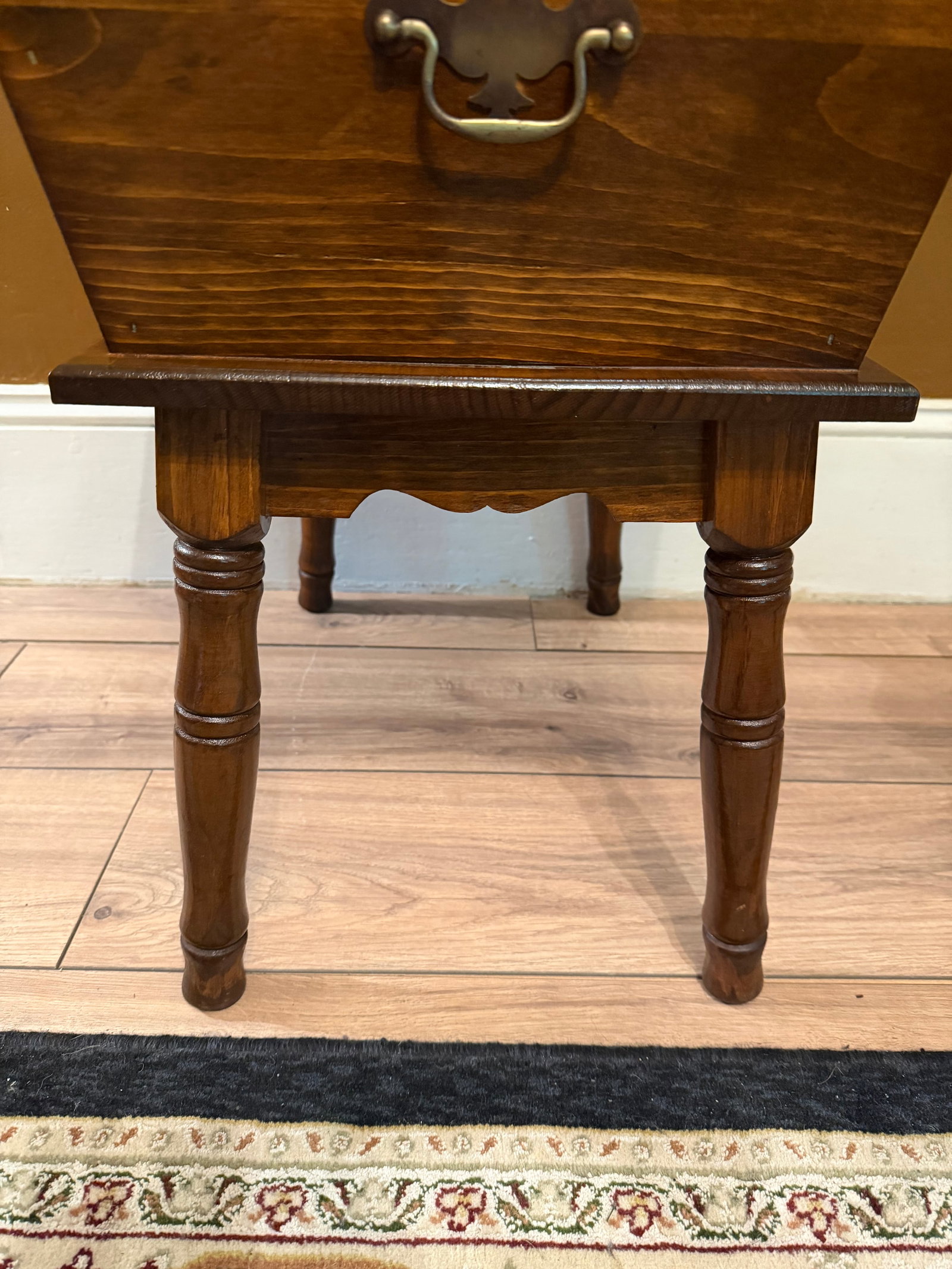 1977 Ethan Allen "Old Tavern" Solid Pine Dough Box End Table With Storage - 2