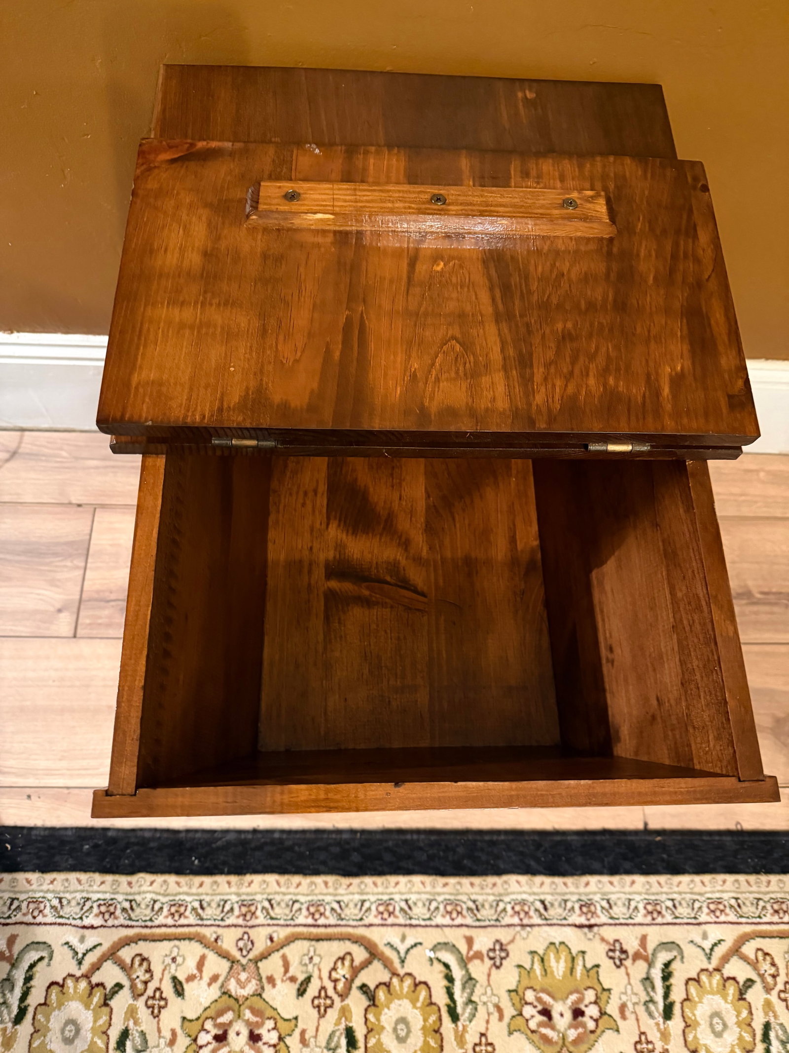 1977 Ethan Allen "Old Tavern" Solid Pine Dough Box End Table With Storage - 5