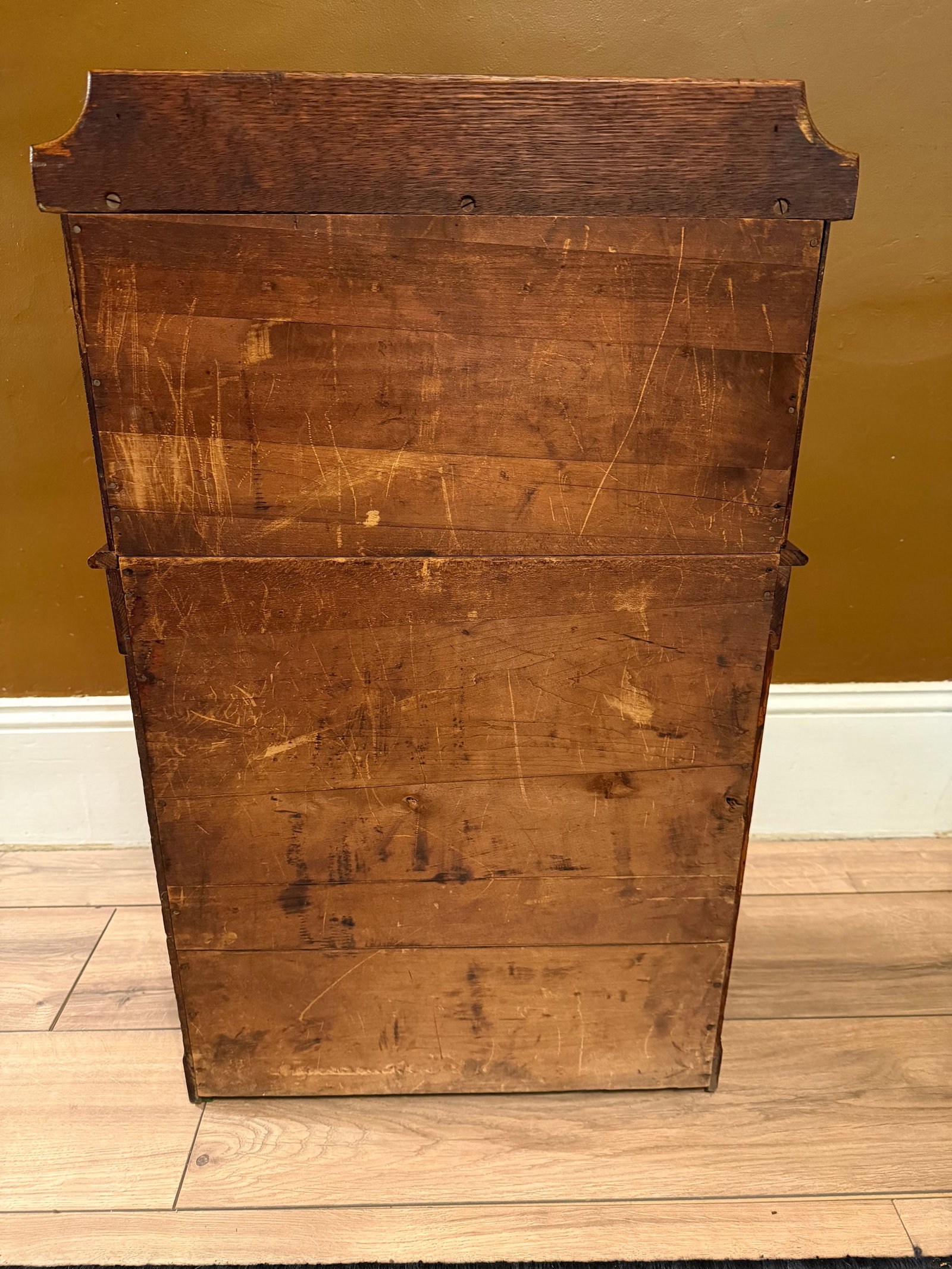 Antique Quarter Sawn Solid Oak Child's Roll Top Trestle Desk - Original Brass - 13
