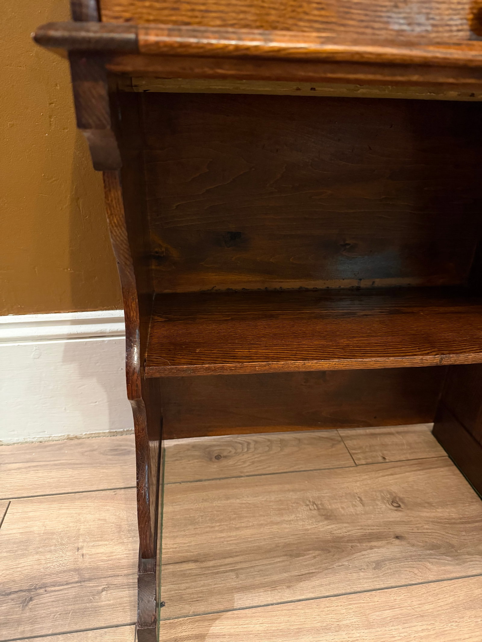 Antique Quarter Sawn Solid Oak Child's Roll Top Trestle Desk - Original Brass - 5