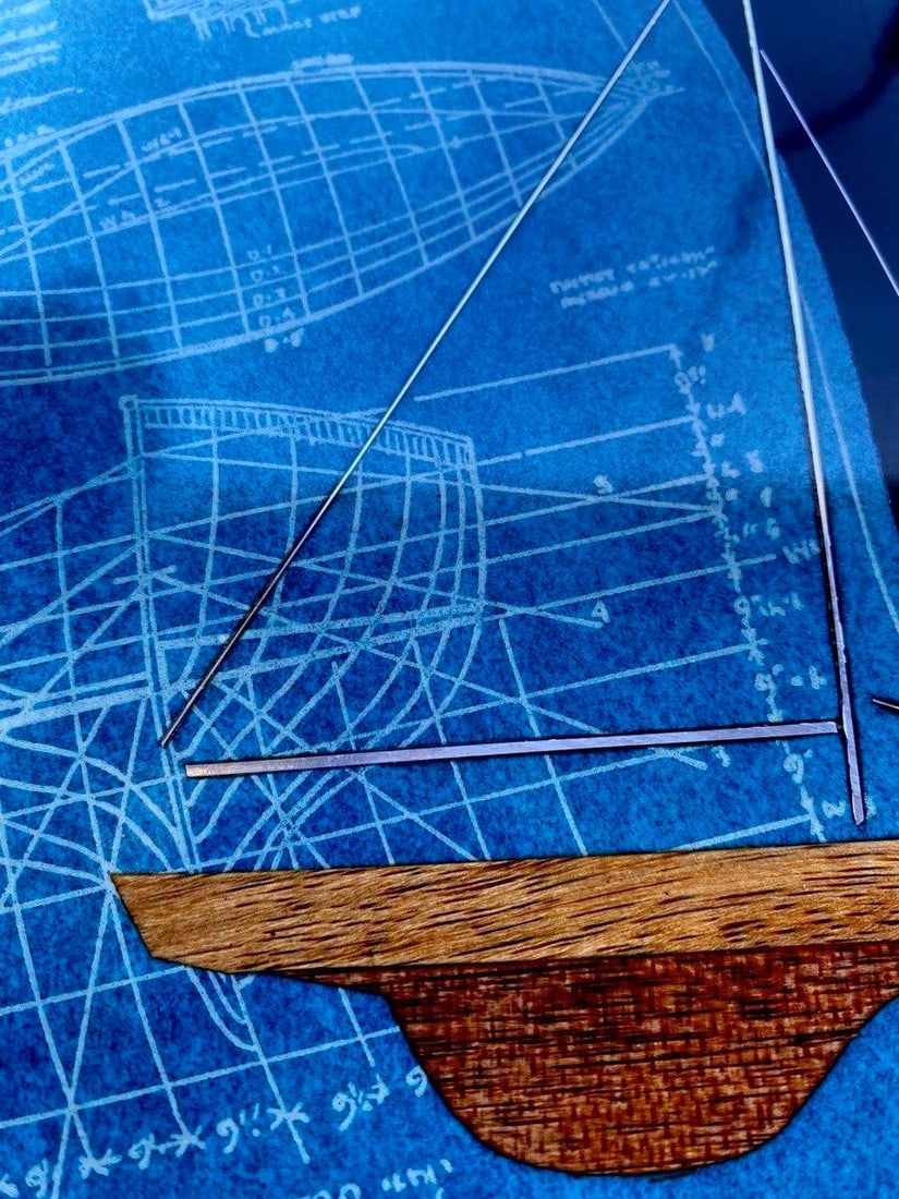 Mid 20th Century Blueprints Under Sail Serving Tray - 6