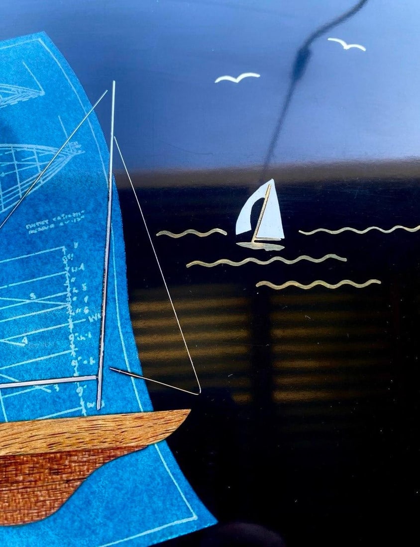 Mid 20th Century Blueprints Under Sail Serving Tray - 7