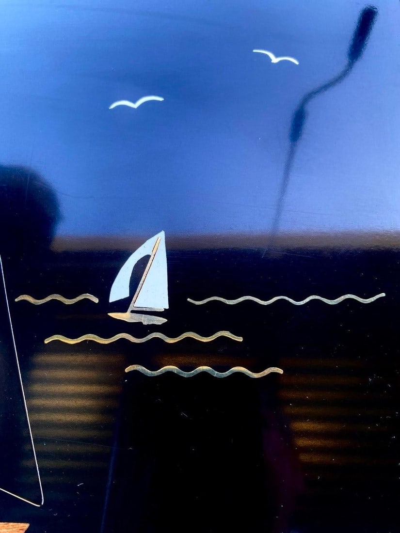 Mid 20th Century Blueprints Under Sail Serving Tray - 8