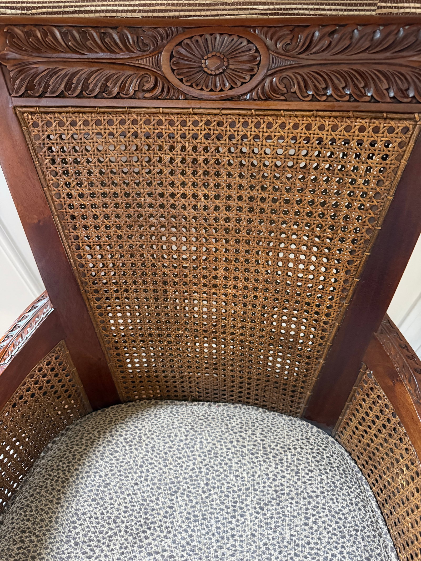 Gaines McHale Carved Mahogany Cane-Back Desk Chair, "The Loden" - 3