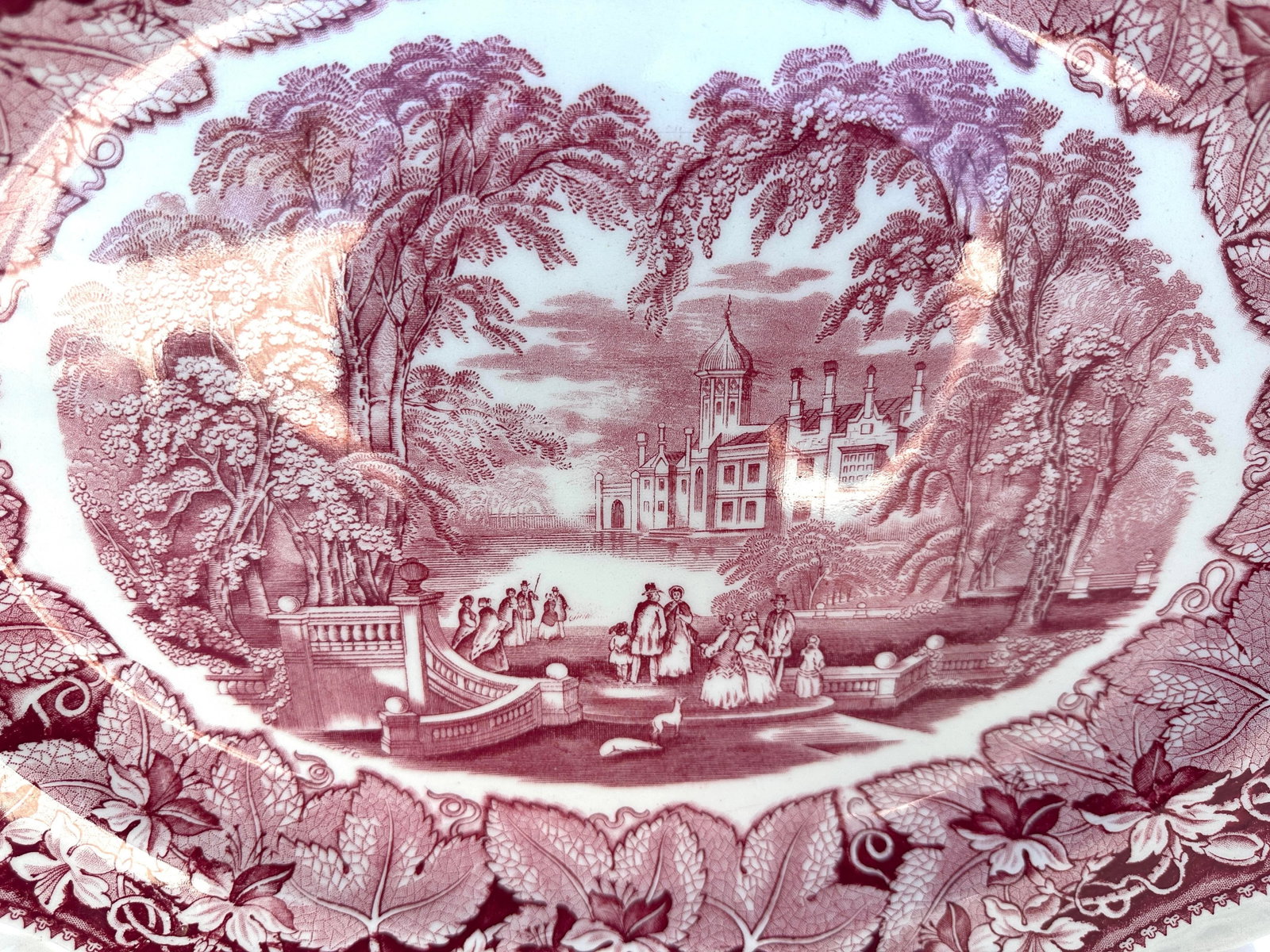 Vintage Mason's Ironstone Vista Pink Toile Platter - 3