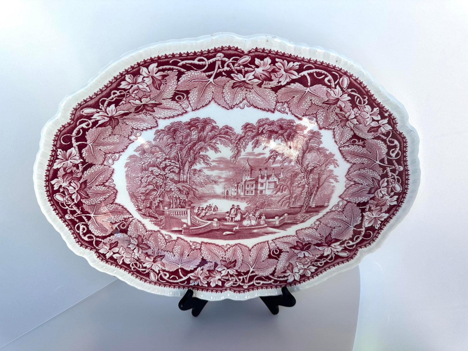 Vintage Mason's Ironstone Vista Pink Toile Platter - 4