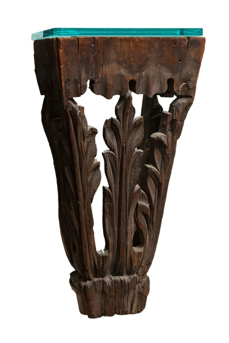 Early 20th Century Pair of Antique Hand Carved Wall Hung Side Tables - 2