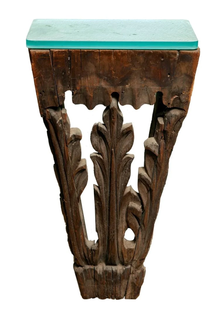 Early 20th Century Pair of Antique Hand Carved Wall Hung Side Tables - 3