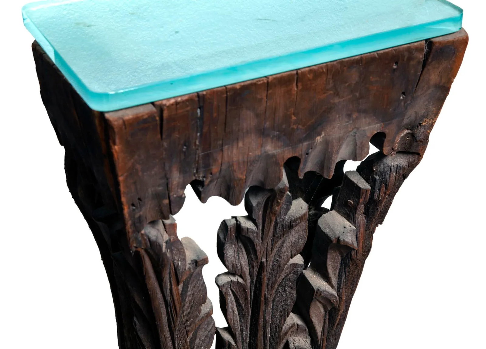 Early 20th Century Pair of Antique Hand Carved Wall Hung Side Tables - 4