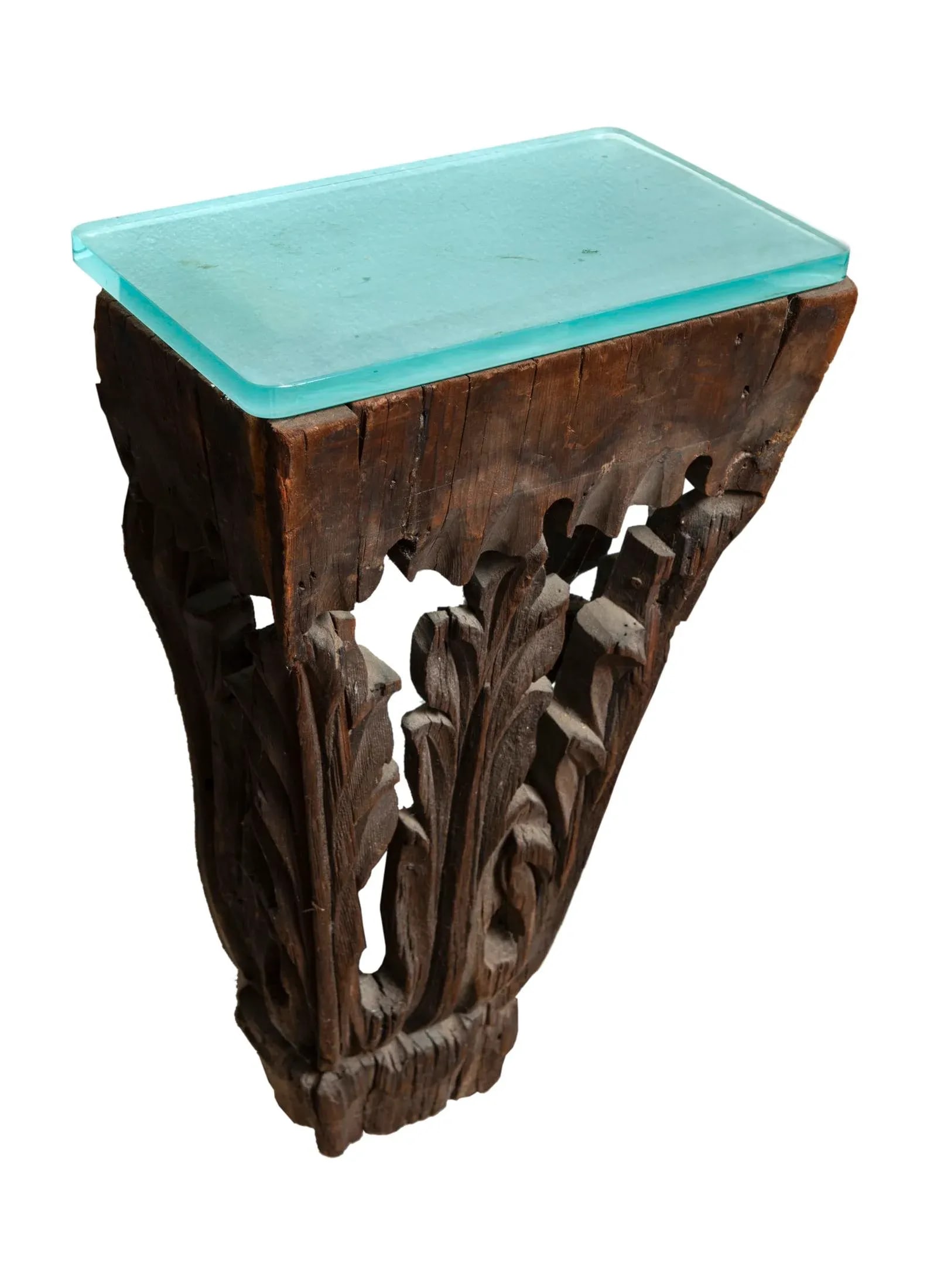 Early 20th Century Pair of Antique Hand Carved Wall Hung Side Tables - 5