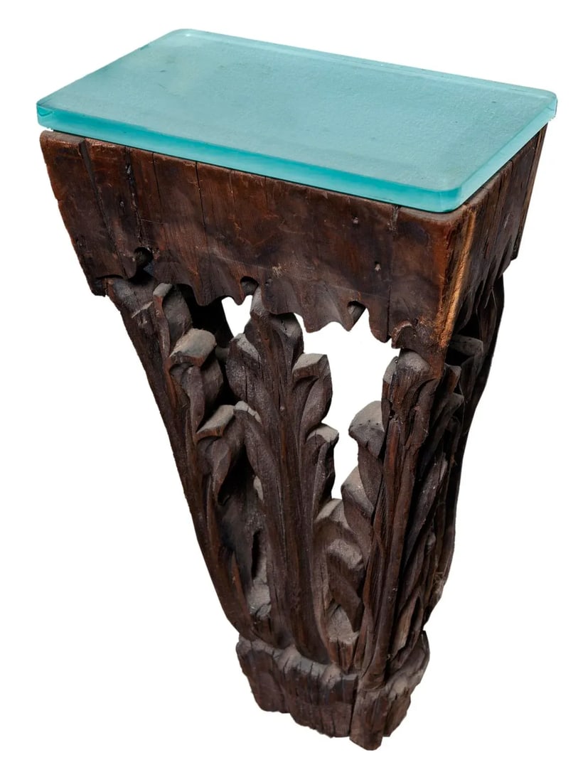 Early 20th Century Pair of Antique Hand Carved Wall Hung Side Tables - 6