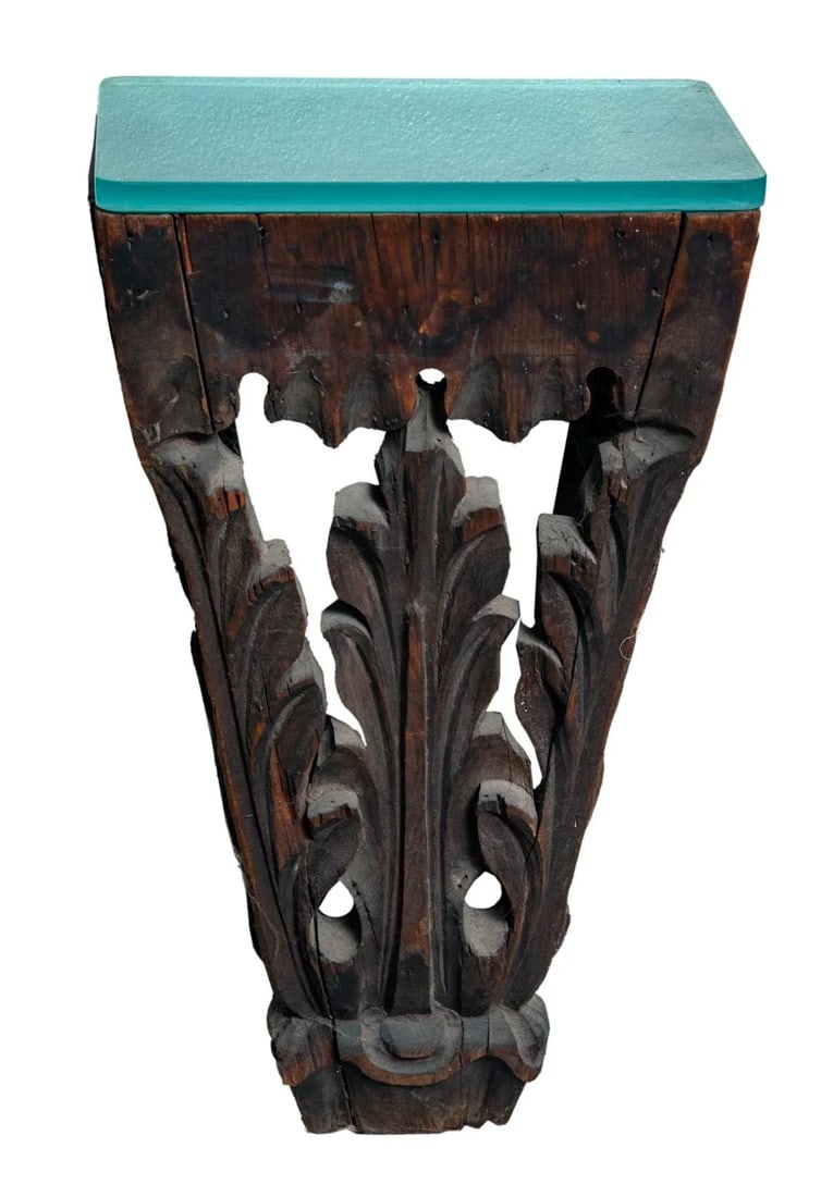 Early 20th Century Pair of Antique Hand Carved Wall Hung Side Tables - 7