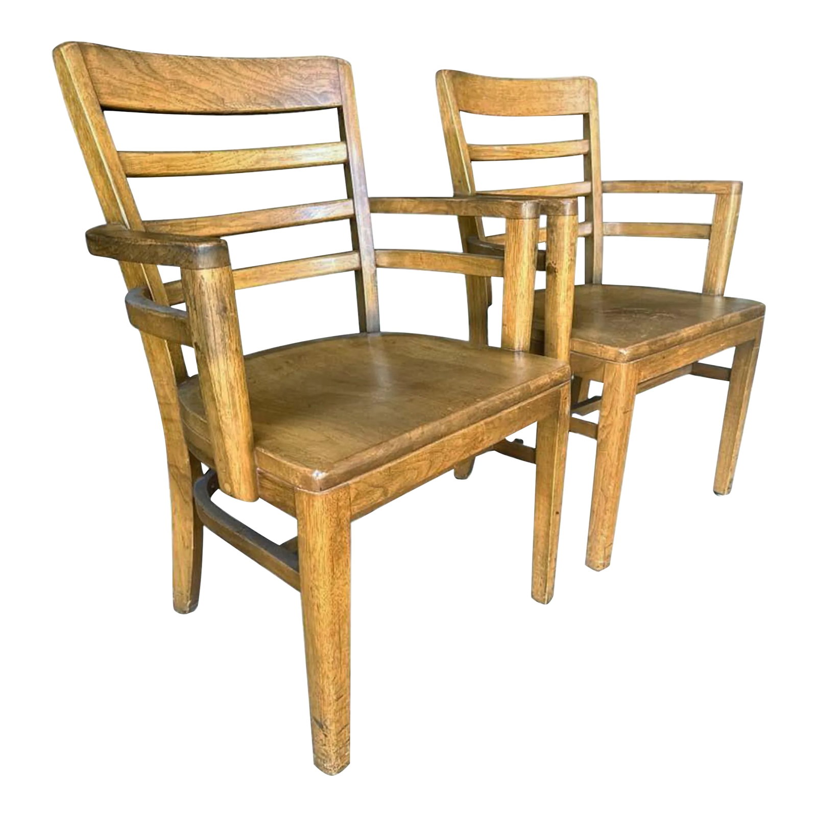 Boling Chair Company Walnut Mid 20th Century Office Chairs - a Pair: Pair of mid century chairs In solid walnut with a light natural finish. Made by the High Point Bending and Chair Company (later called Boling Chair). I obtained these from a law office whose original