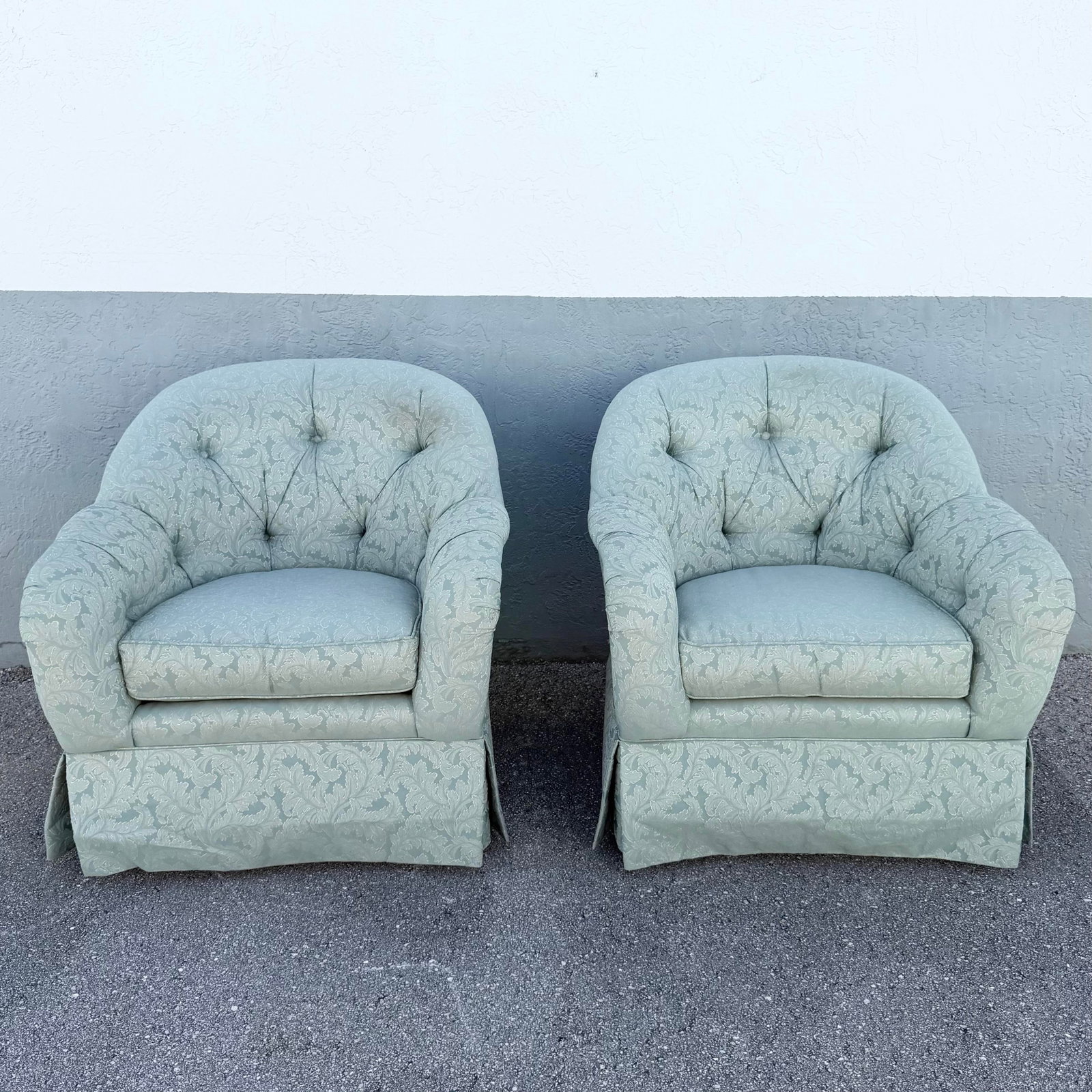Vintage Mid Century Tufted Button Club Chairs by Ethan Allen - A Pair - 2